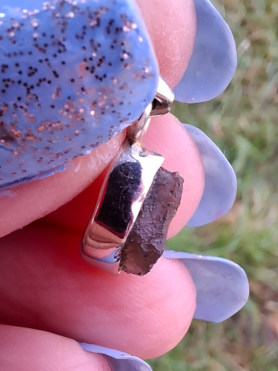 Moldavite Pendant, 925 Silver, Tektite (Ref:P41)
