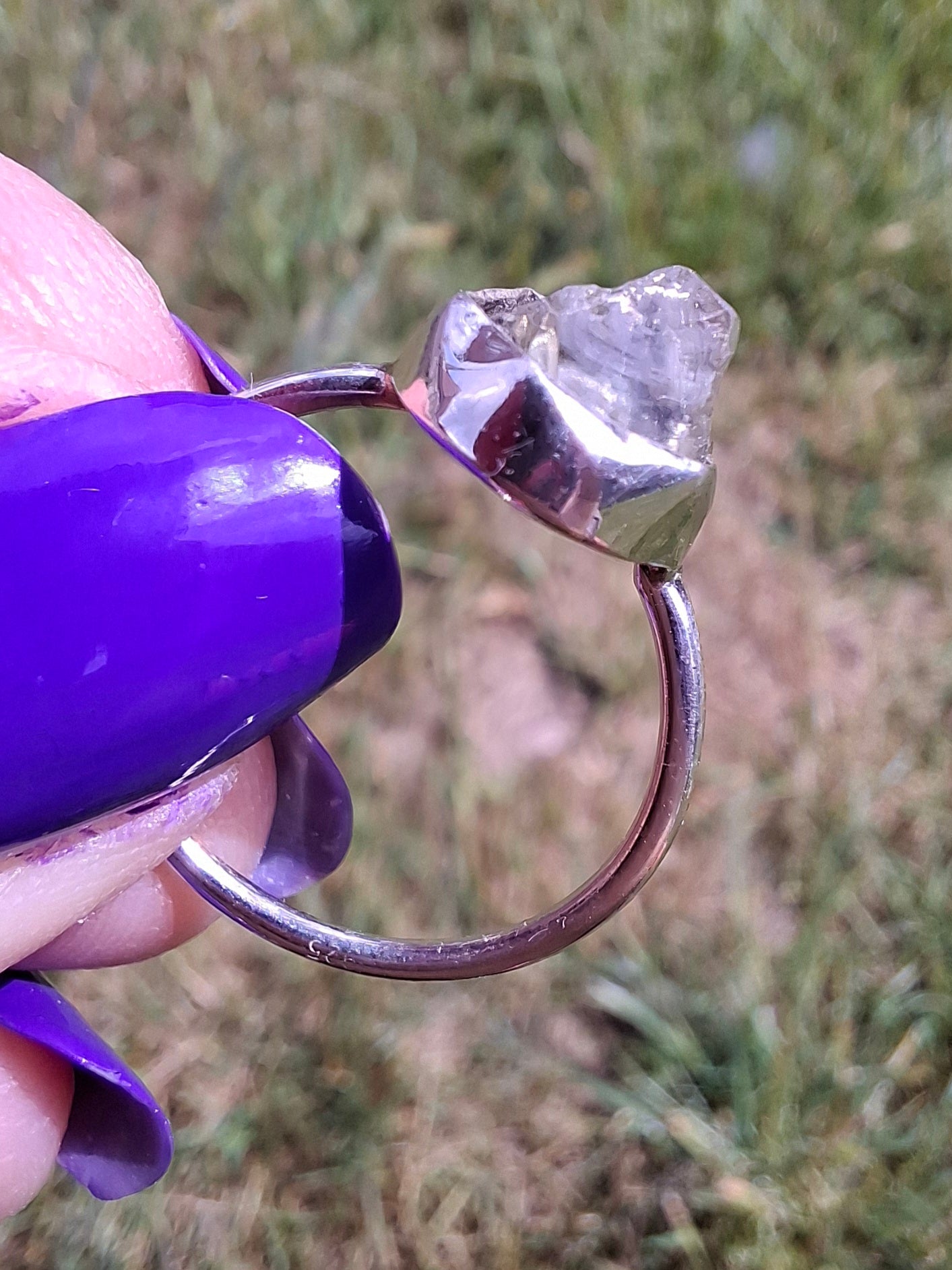 Libyan Desert Glass Ring, size large O, 925 Silver, Tektite (Ref: LR22)