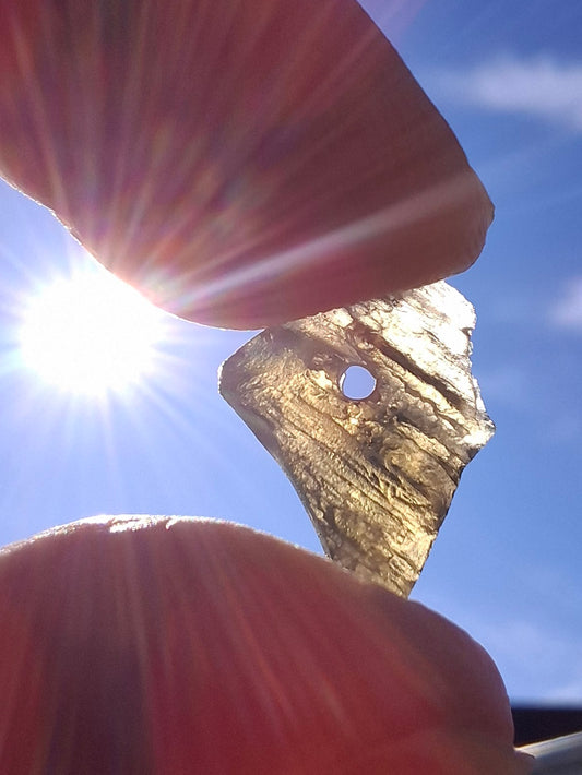 DRILLED, Moldavite Piece, 0.80g, Tektite (Ref: D24)