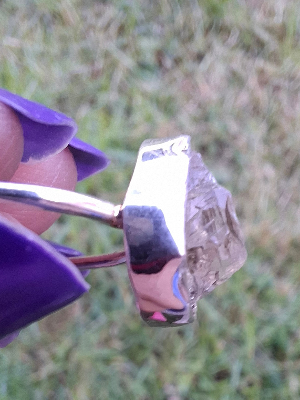 Libyan Desert Glass Ring, size large S/small T, 925 Silver, Tektite (Ref: LR47)