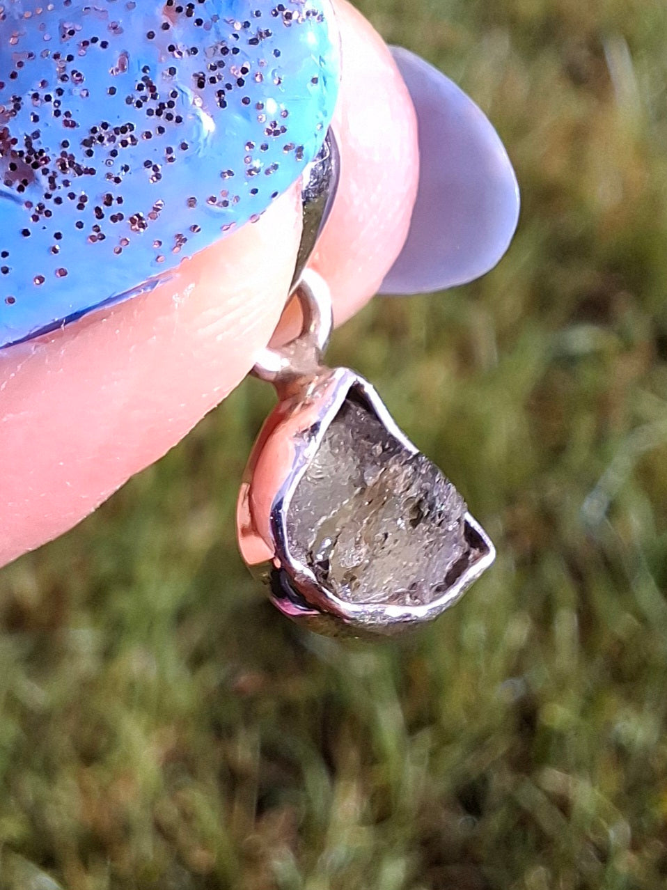 Moldavite Pendant, 925 Silver, Tektite (Ref: P38)