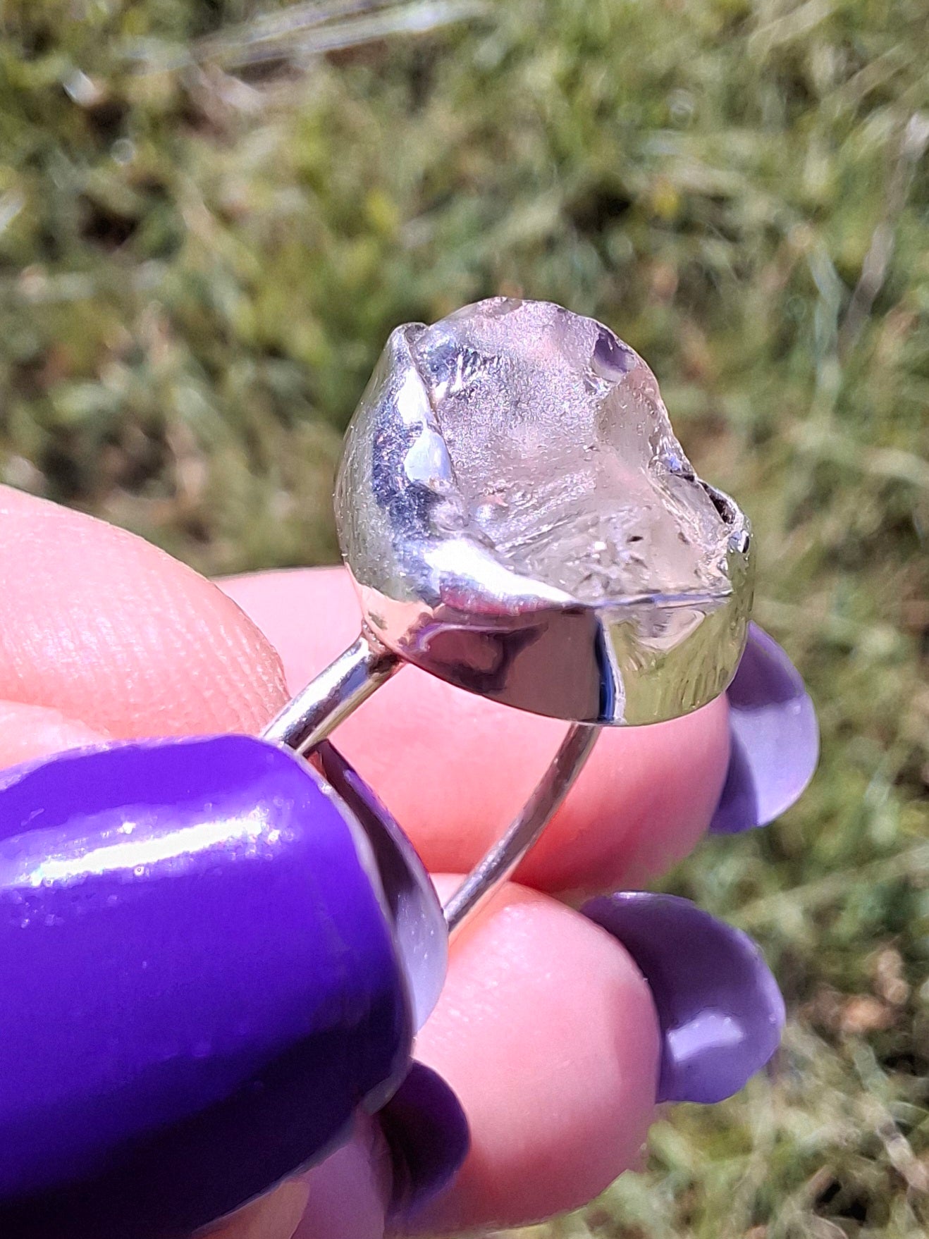 Libyan Desert Glass Ring, size U, 925 Silver, Tektite (Ref: LR52)