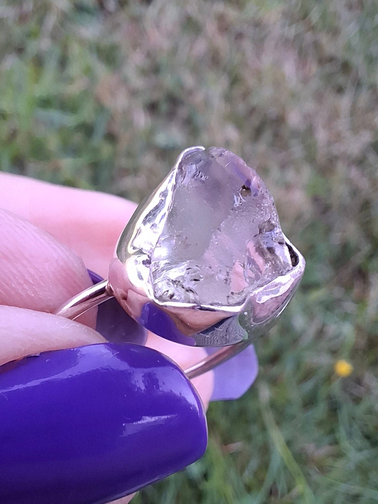 Libyan Desert Glass Ring, size U, 925 Silver, Tektite (Ref: LR52)