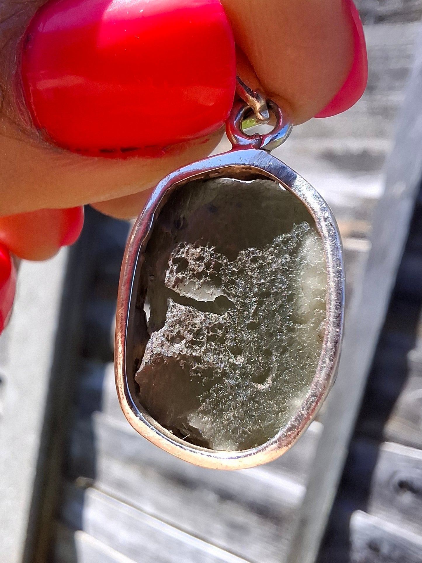 Moldavite Pendant, 925 Silver, Tektite (Ref: P433)