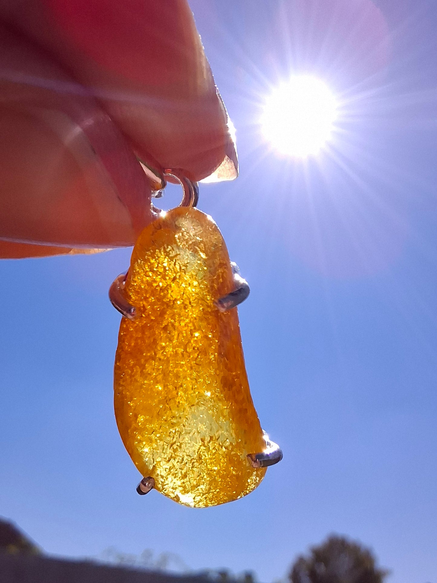 Baltic Amber Pendant, 925 Silver, Fossil (Ref: AP6)