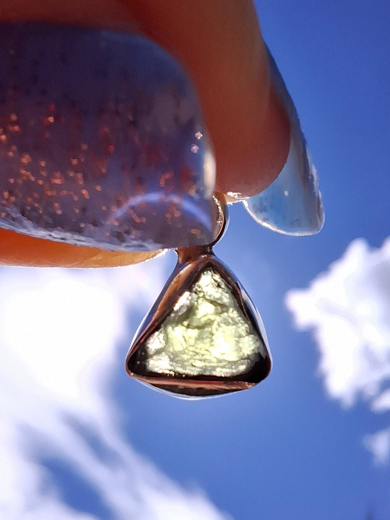 Moldavite Pendant, 925 Silver, Tektite (Ref: P83)