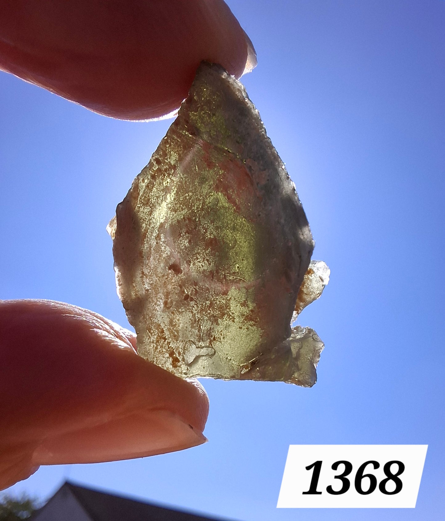Moldavite Piece, SNOWFLAKE, FROSTED, BARTOCHOV, 3.47g, Tektite (Ref: 1368)