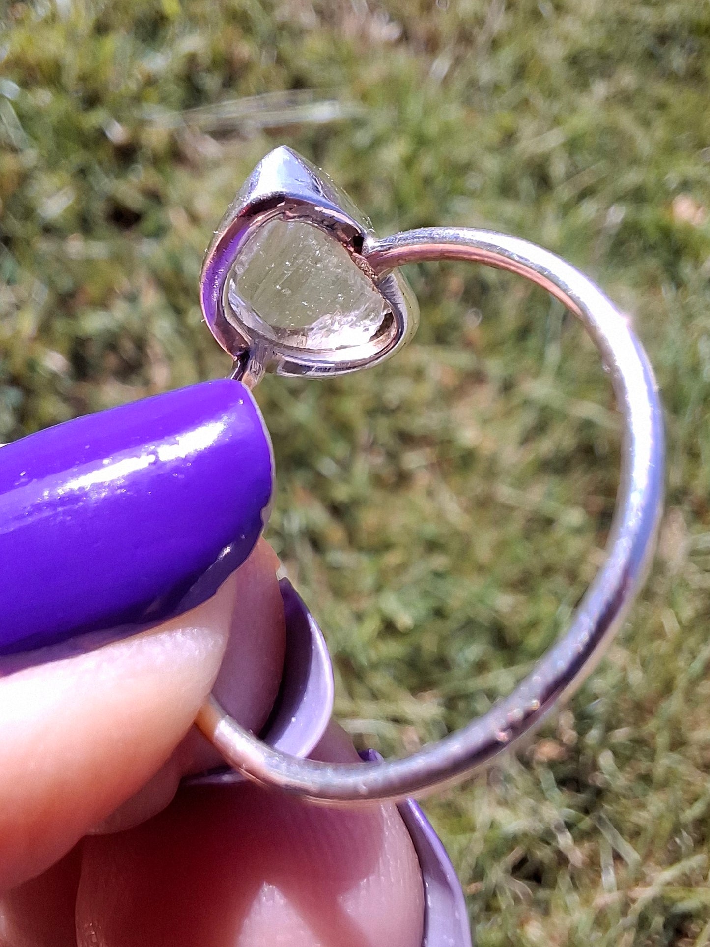 Libyan Desert Glass Ring, size large T/small U, 925 Silver, Tektite (Ref: LR51)