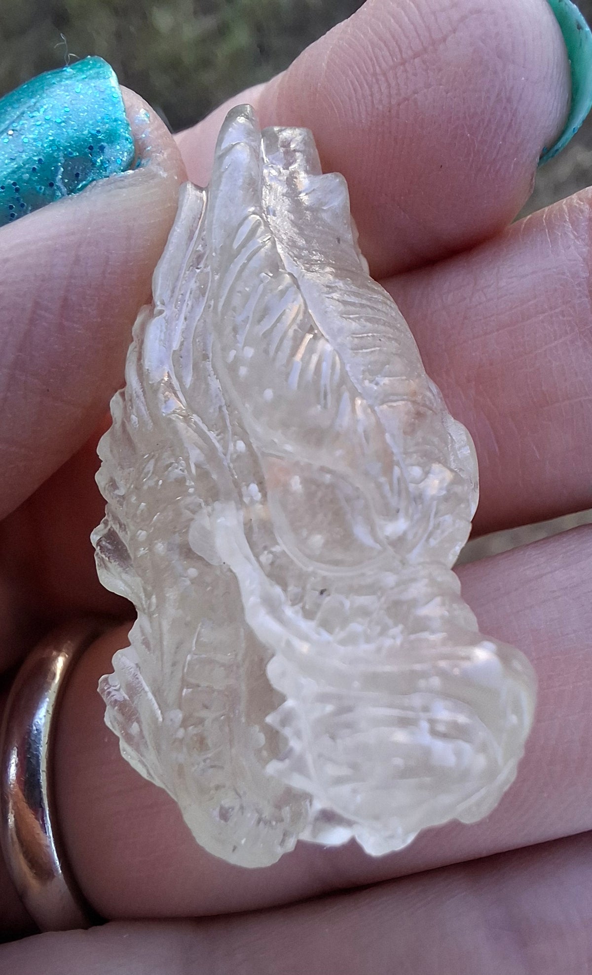 Libyan Desert Glass DRAGON HEAD carving, 9.66g, Tektite (Ref: Dragon 3)