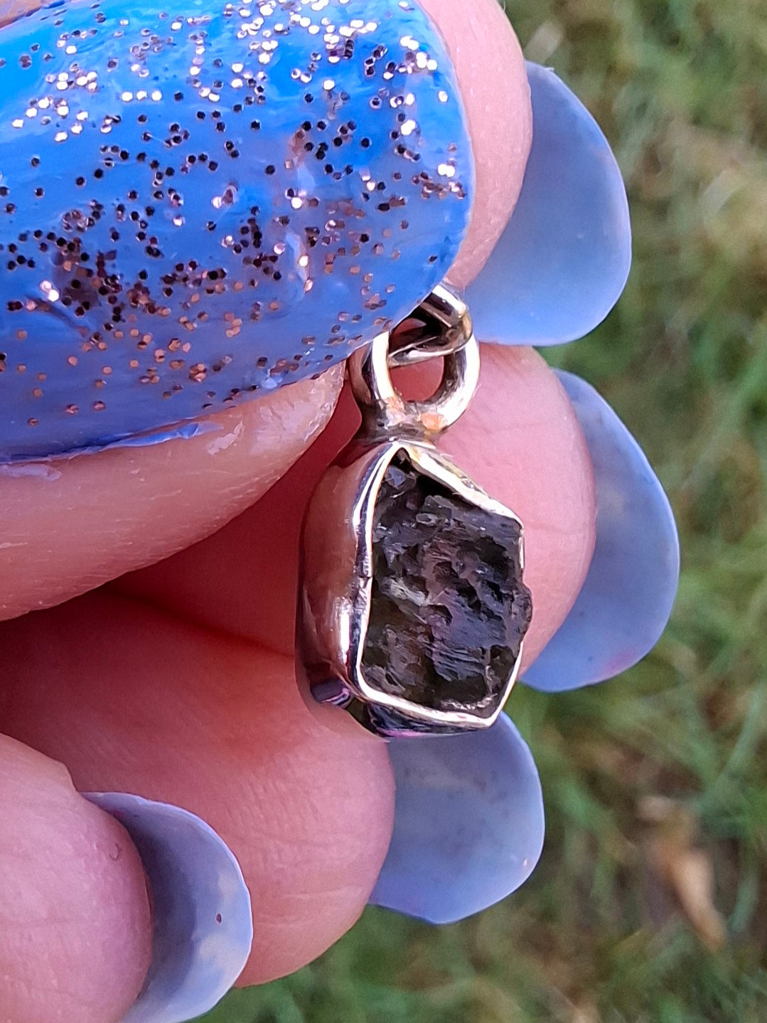 Moldavite Pendant, 925 Silver, Tektite (Ref: P53)