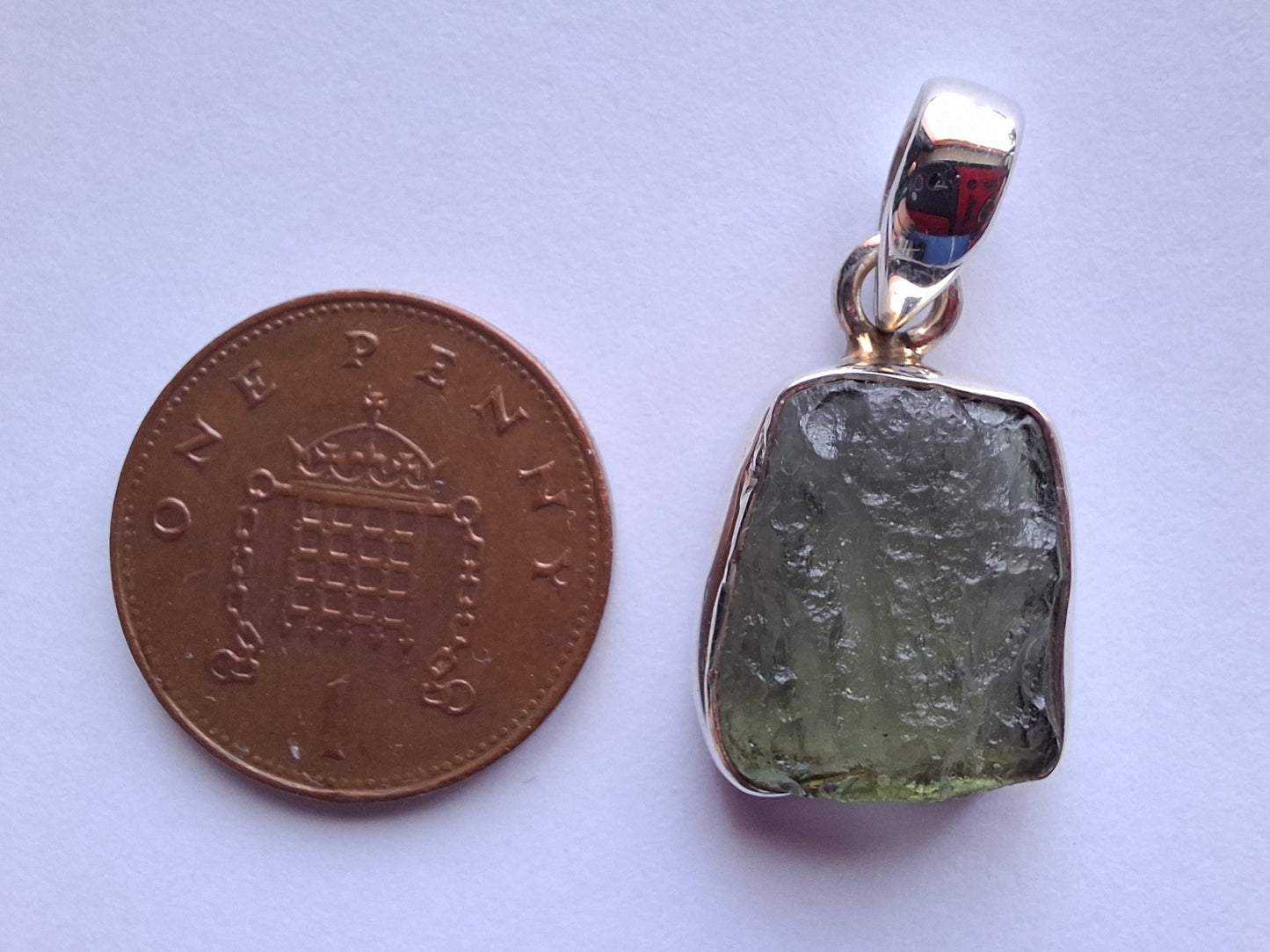 Moldavite Pendant, 925 Silver, Tektite (Ref: P9)