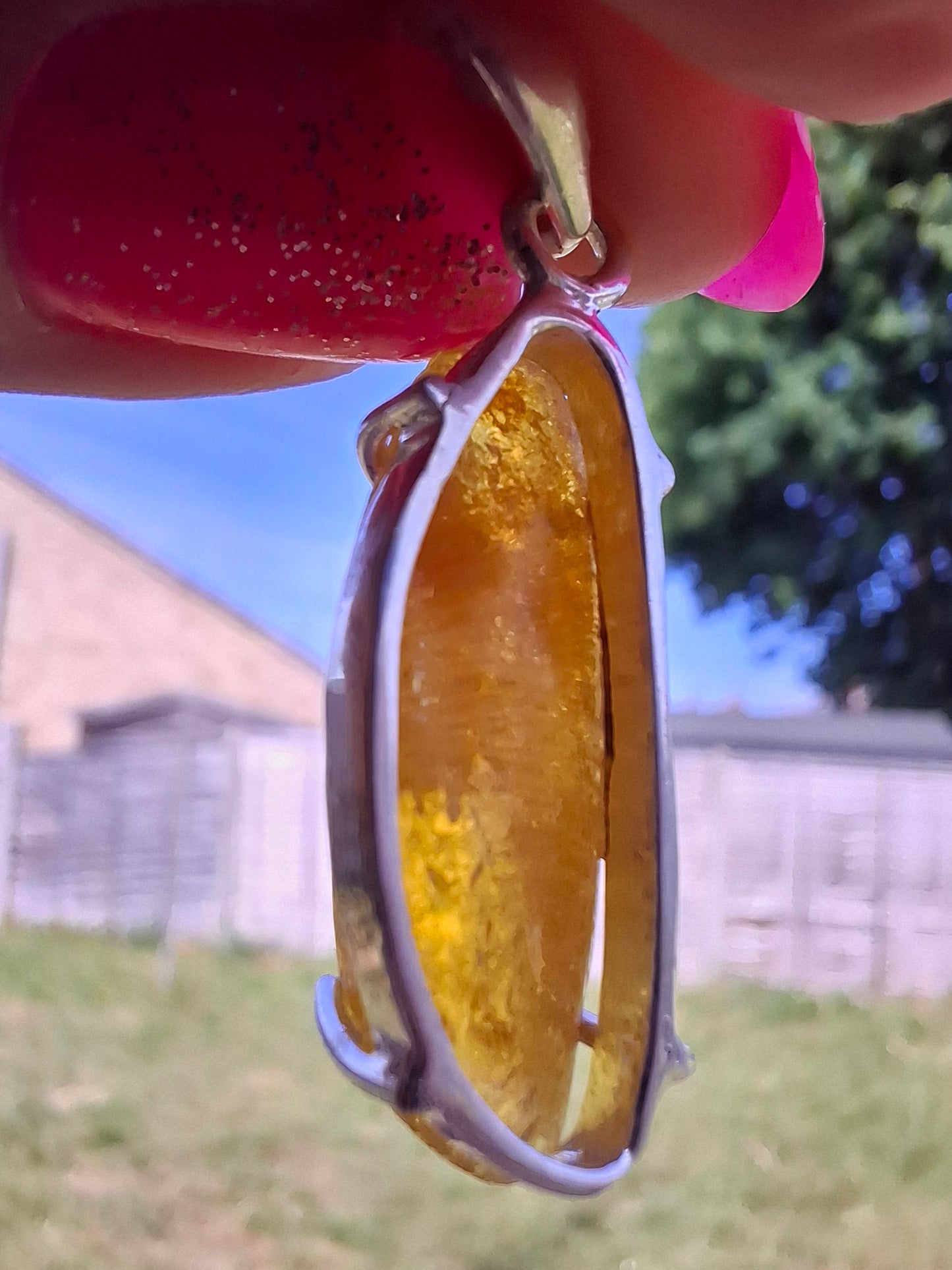 Baltic Amber Pendant, 925 Silver, Fossil (Ref: AP9)