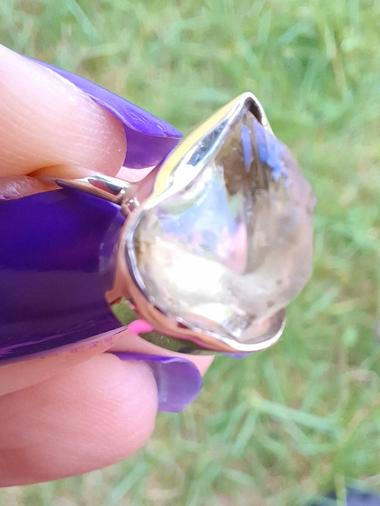 Libyan Desert Glass Ring, size large K, 925 Silver, Tektite (Ref: LR13)