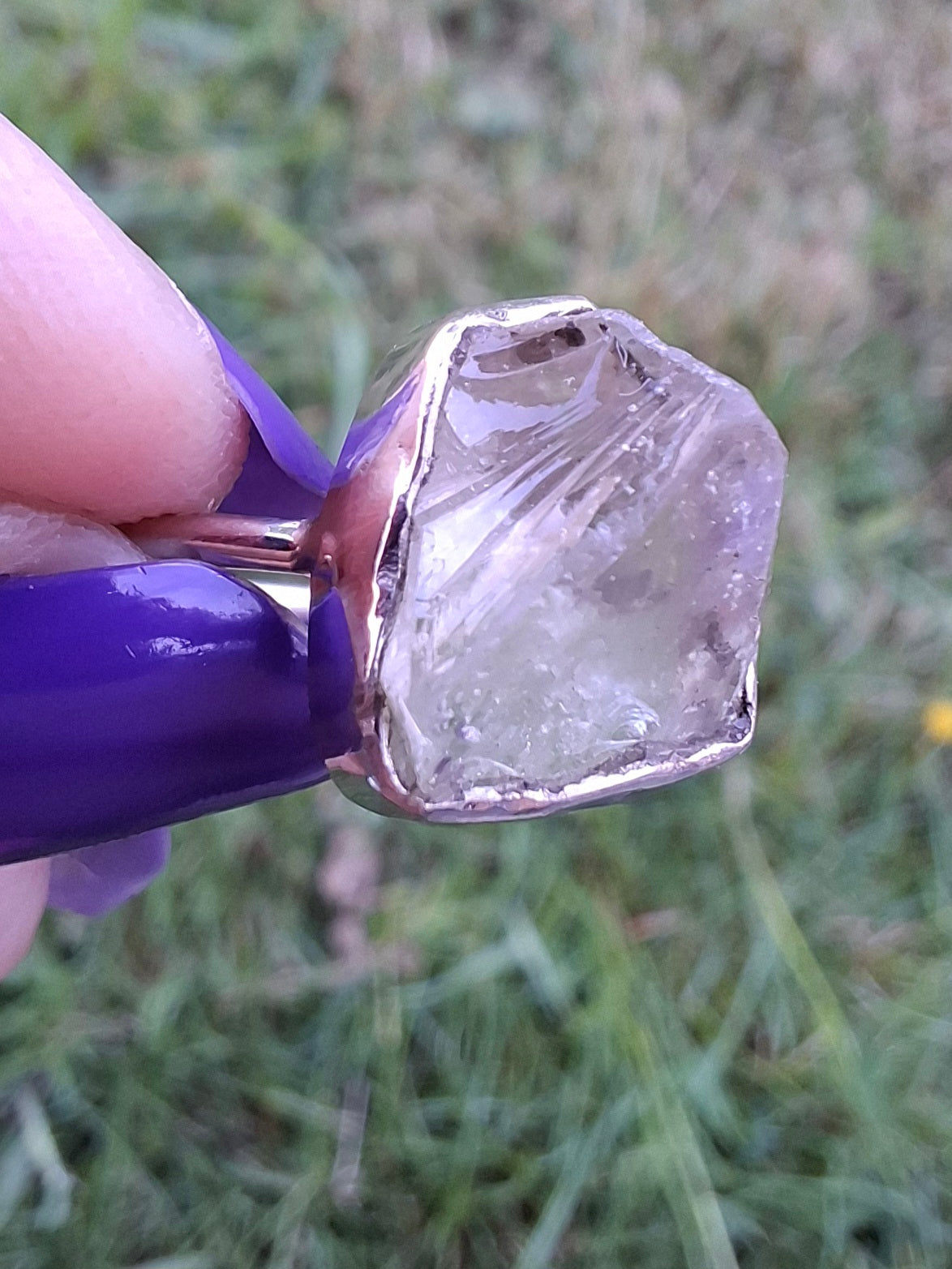 Libyan Desert Glass Ring, size small S, 925 Silver, Tektite (Ref: LR44)