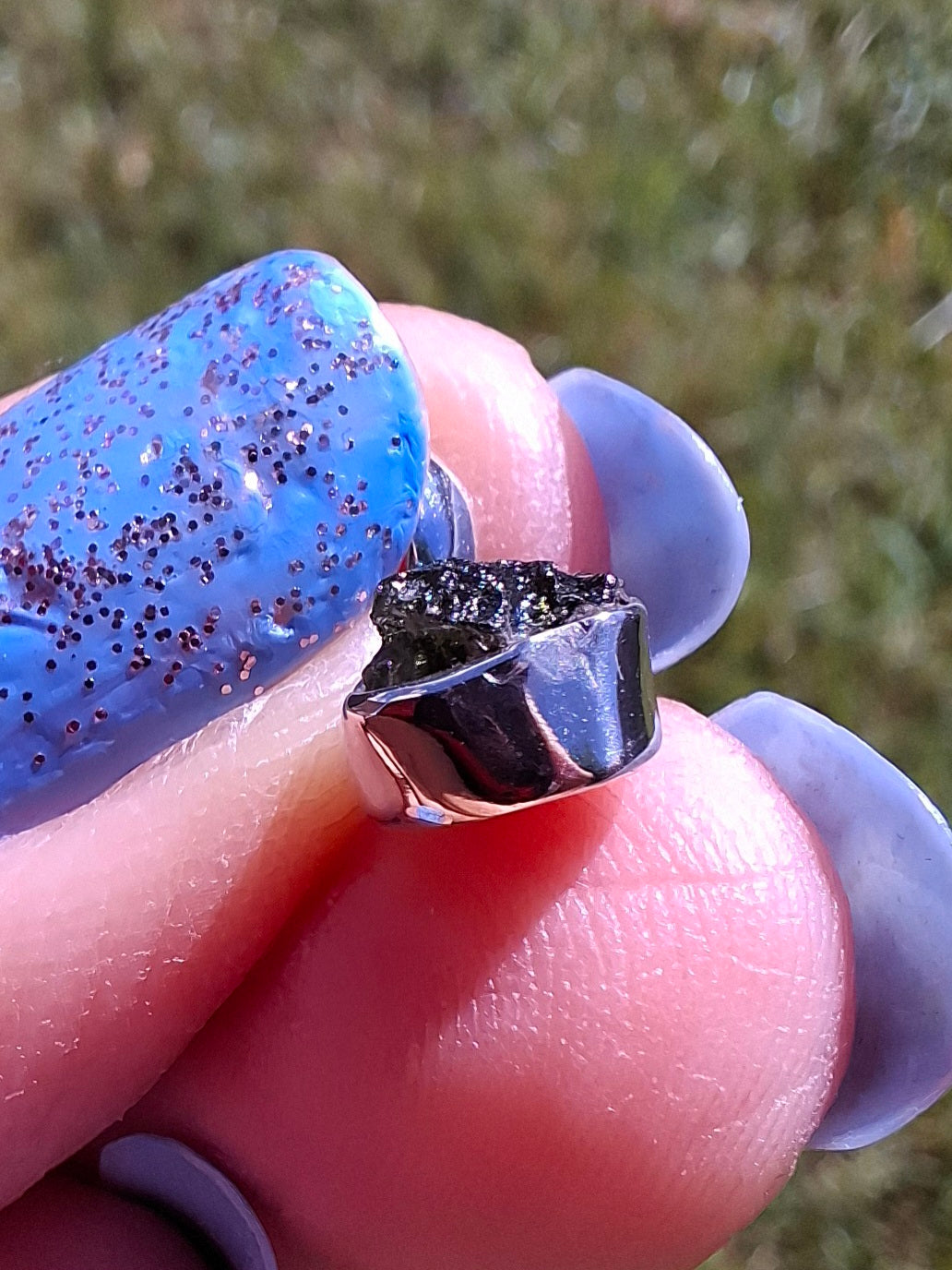 Moldavite Pendant, 925 Silver, Tektite (Ref: P96)