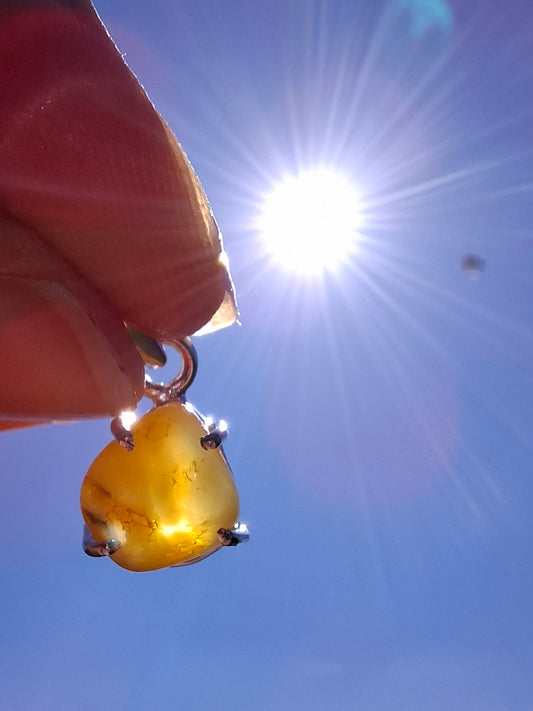 Baltic Amber Pendant, 925 Silver, Fossil (Ref: AP18)