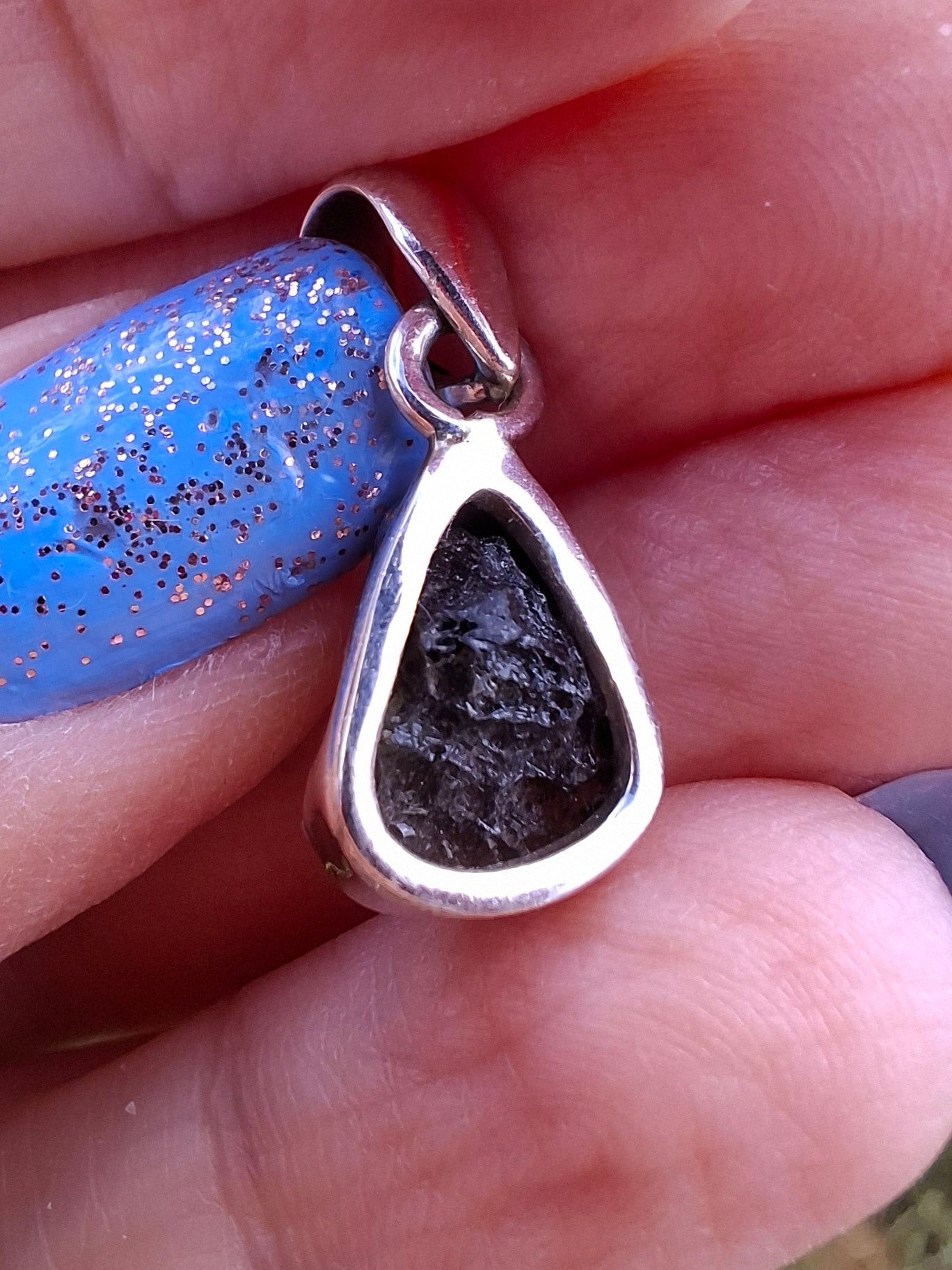 Moldavite Pendant, 925 Silver, Tektite (Ref: P64)