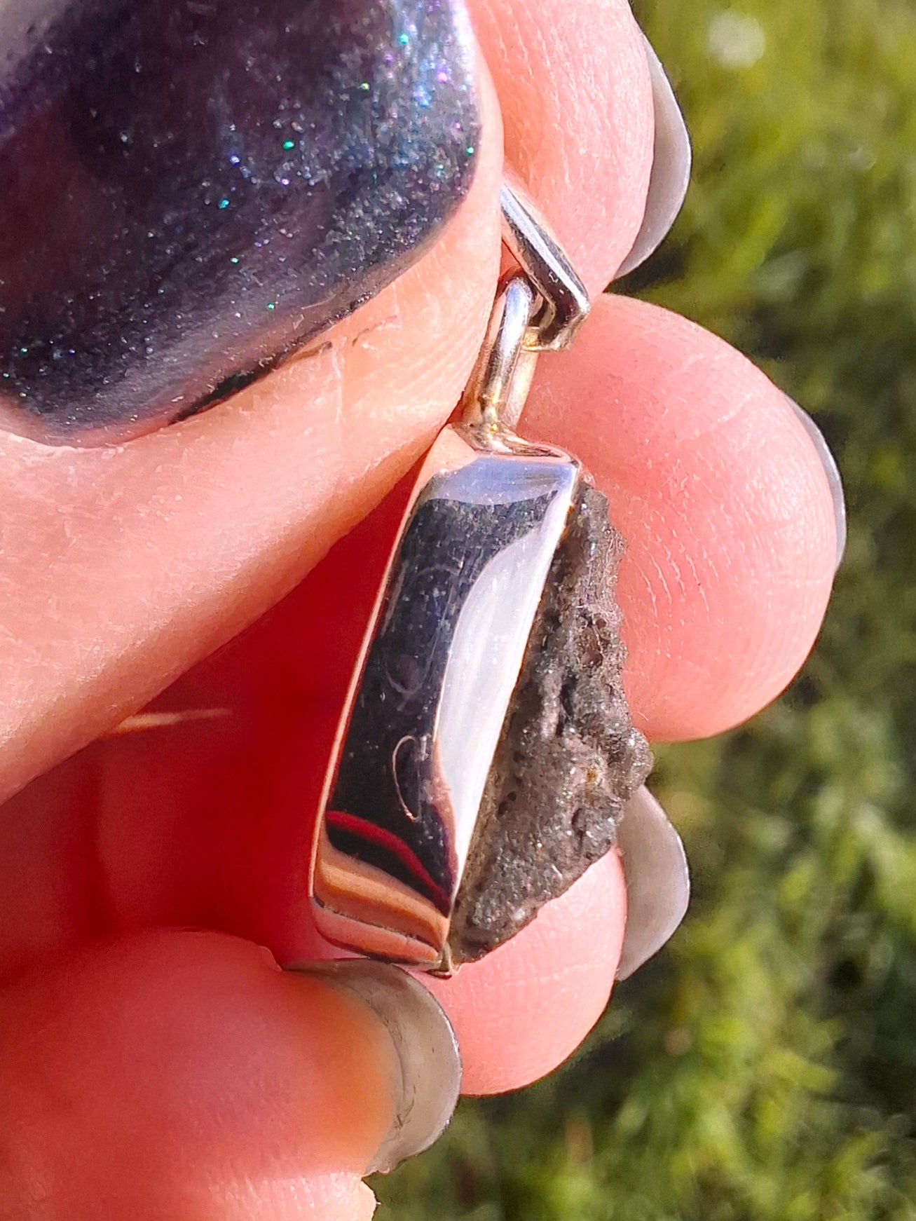 Moldavite Pendant, 925 silver, Tektite (Ref: P4)