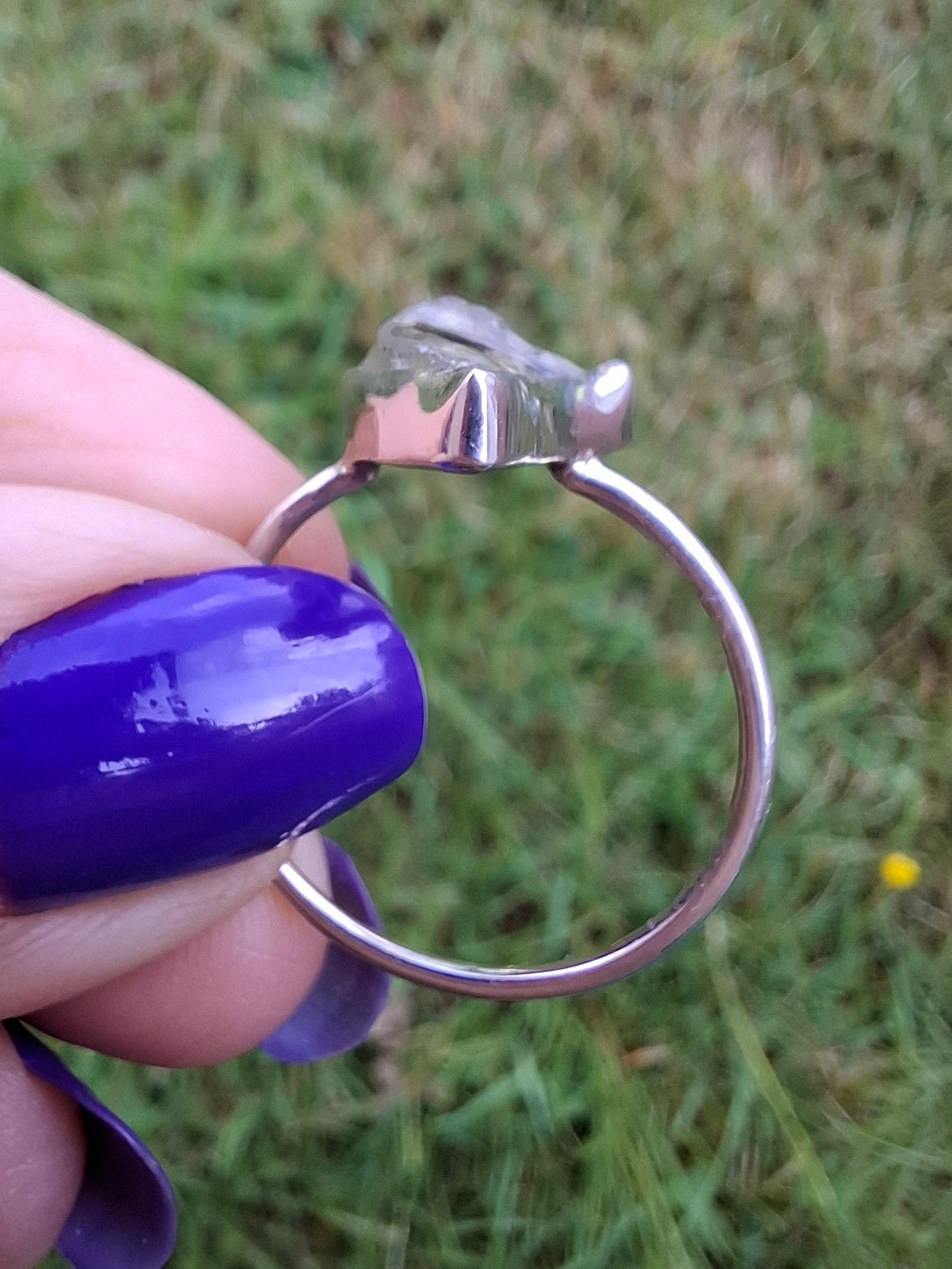 Libyan Desert Glass Ring, size large W, 925 Silver, Tektite (Ref: LR62)