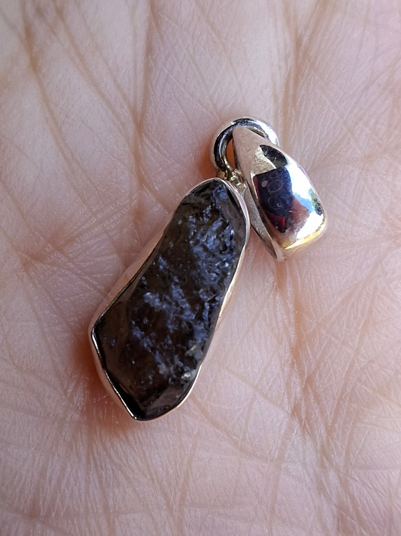 Moldavite Pendant, 925 Silver, Tektite (Ref: P79)