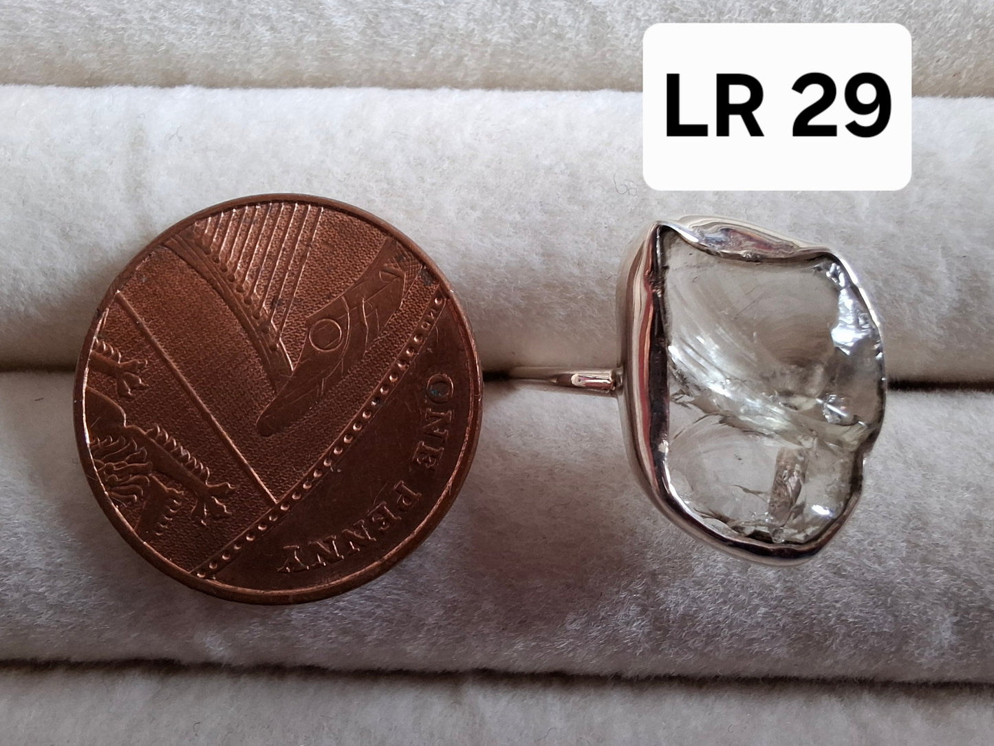 Libyan Desert Glass Ring, size large P, 925 Silver, Tektite (Ref: LR29)