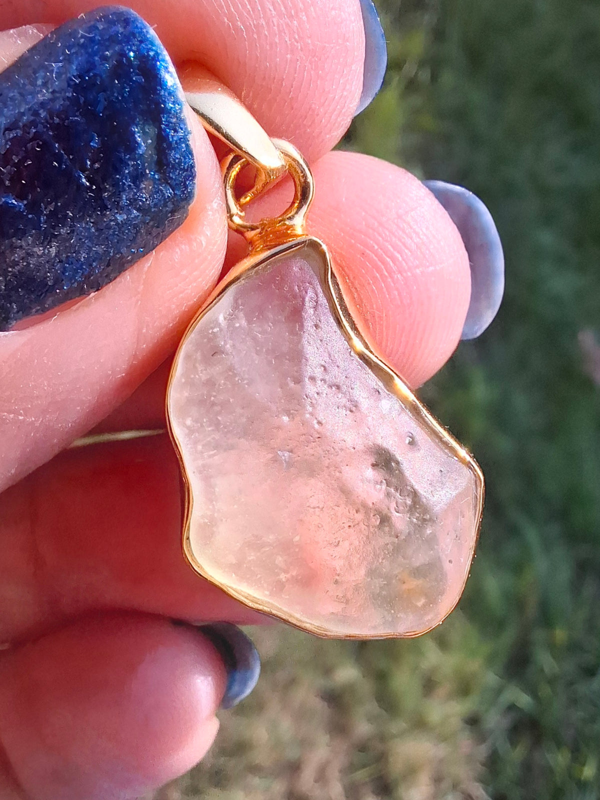 Libyan Desert Glass Pendant, 14K GOLD Plated, Tektite (Ref: LP115)
