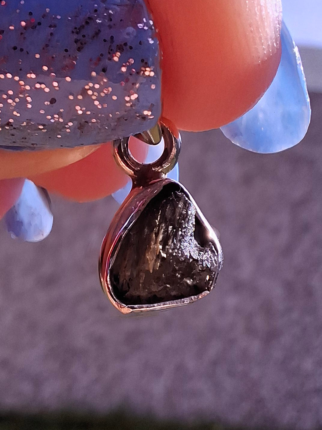 Moldavite Pendant, 925 Silver, Tektite (Ref: P57)