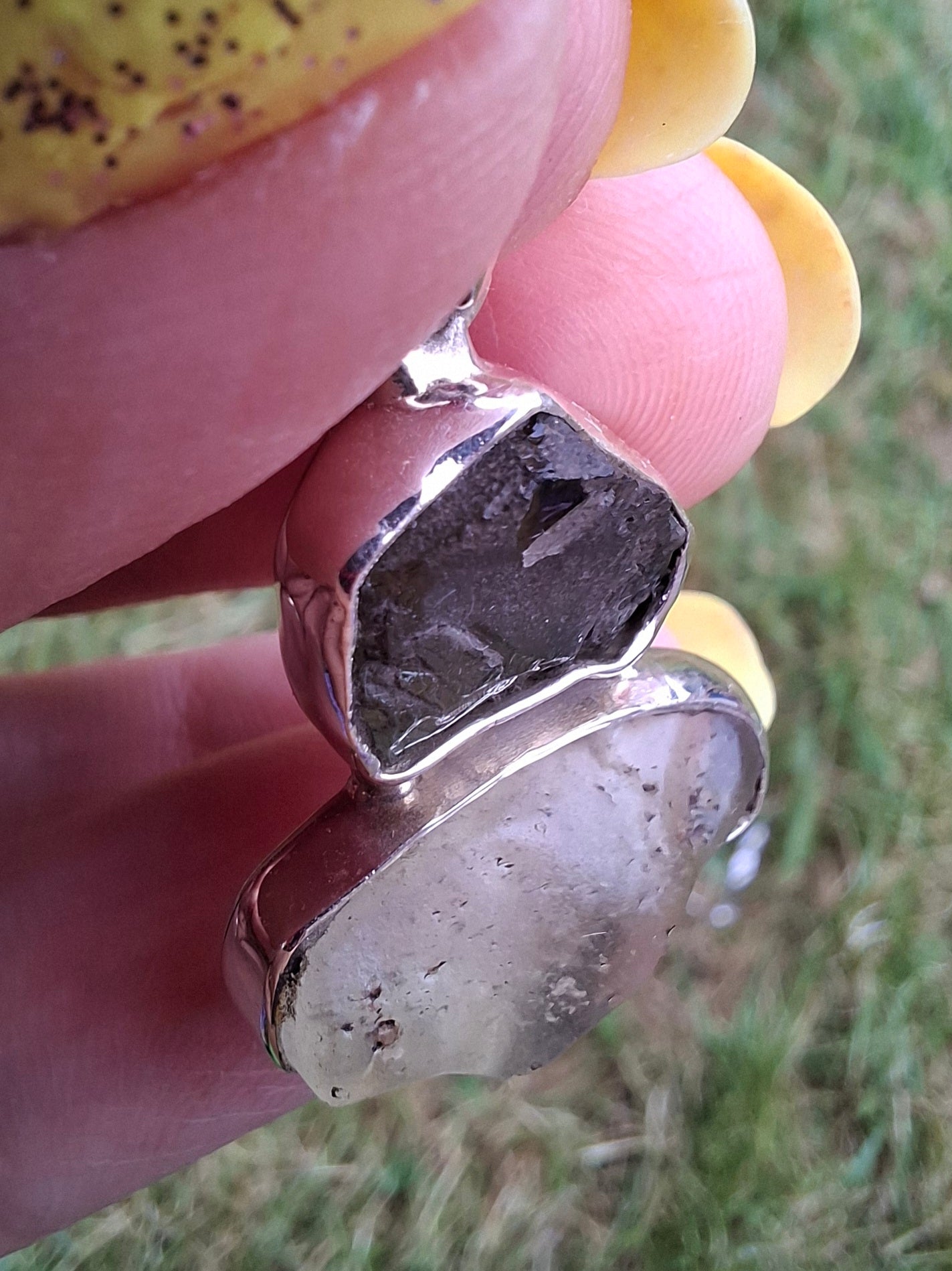 Moldavite & Libyan Desert Glass Pendant, 925 Silver, Tektite (Ref: MLP10)