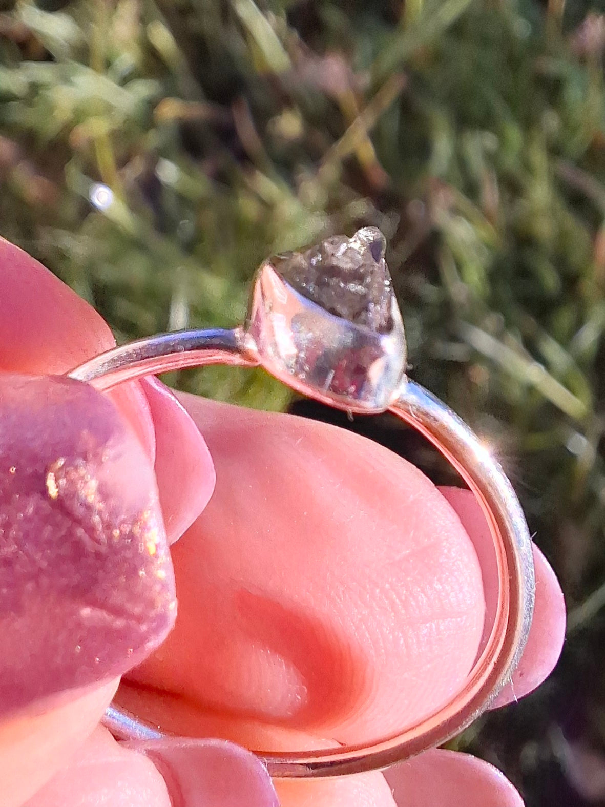 Moldavite Ring, size large R/small S, 925 Silver, Tektite (Ref: R53)