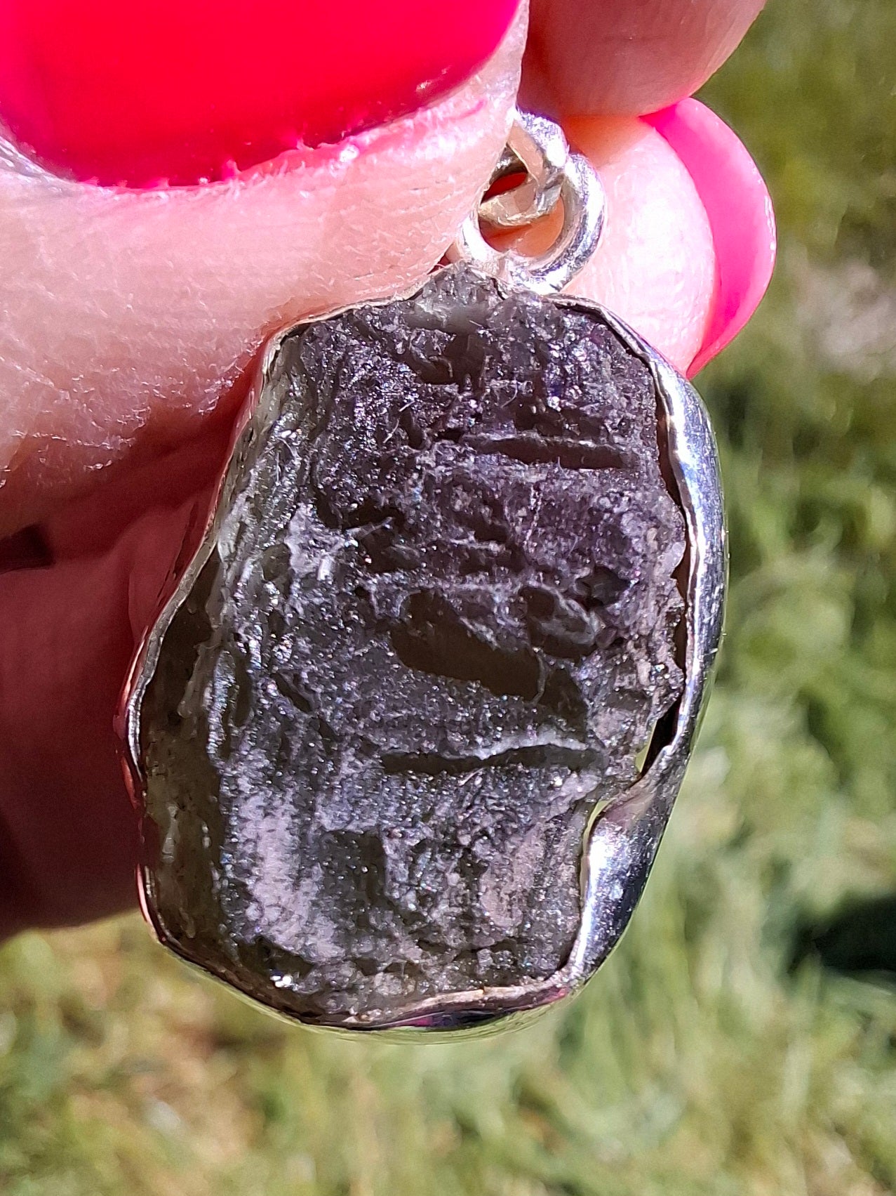 Moldavite Pendant, 925 Silver, Tektite (Ref: P433)