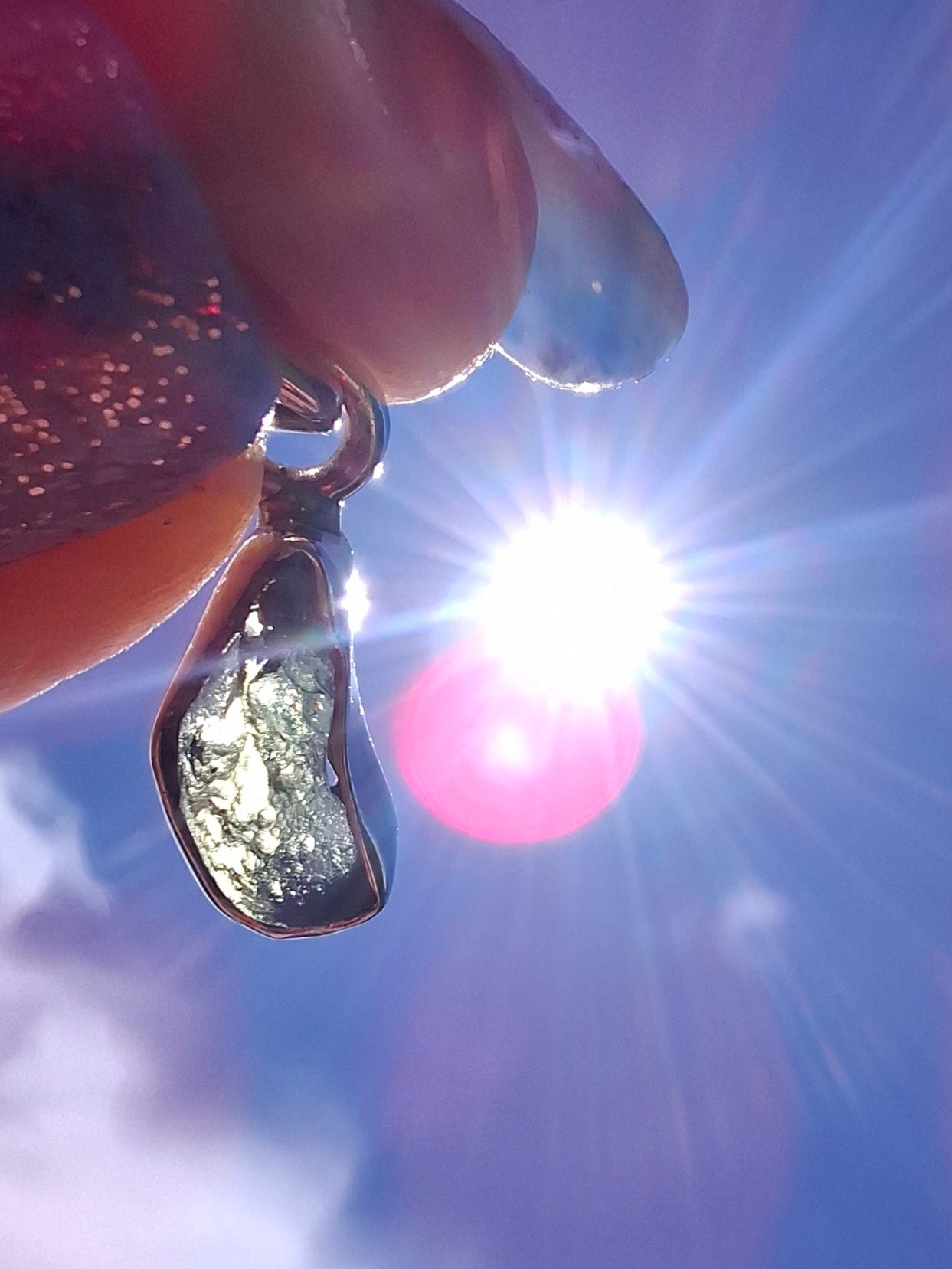 Moldavite Pendant, 925 Silver, Tektite (Ref: P67)