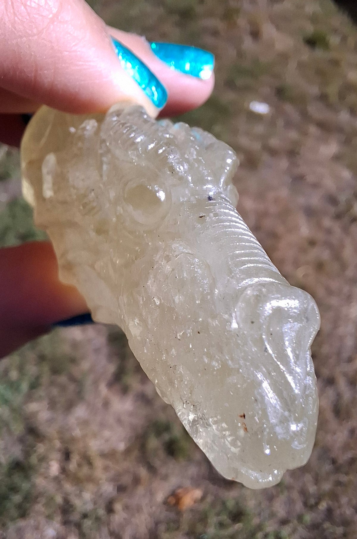 Libyan Desert Glass DRAGON HEAD carving, 48.11g, Tektite (Ref: Dragon4)