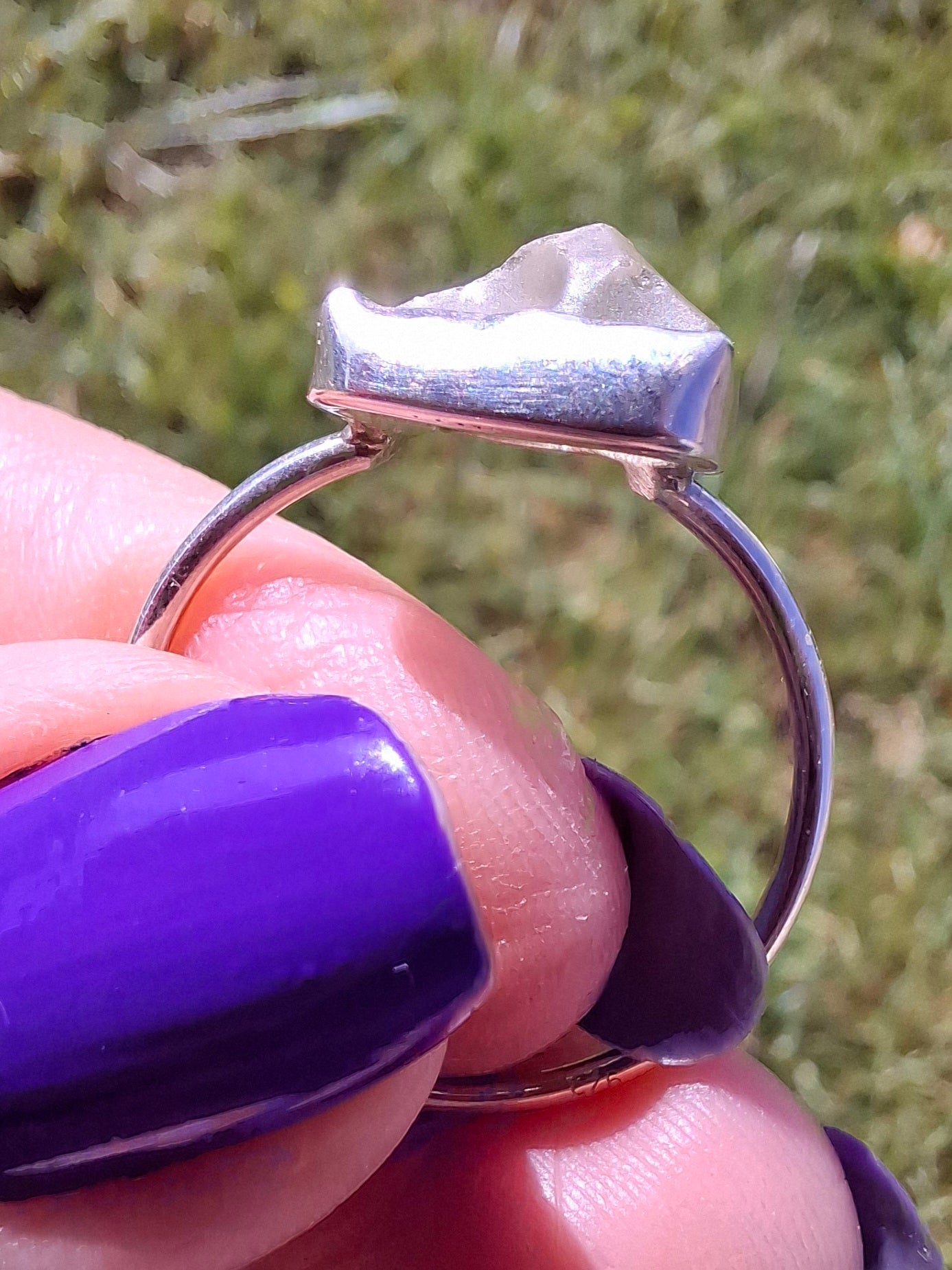 Libyan Desert Glass Ring, size large W, 925 Silver, Tektite (Ref: LR62)