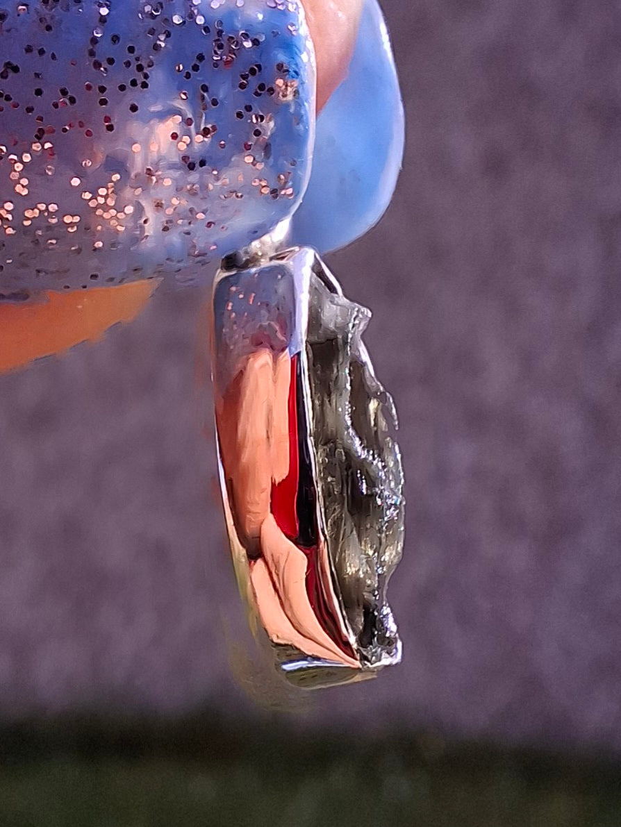Moldavite Pendant, 925 Silver, Tektite (Ref: P48)