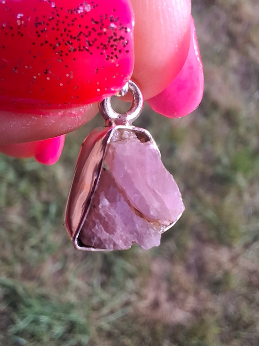 Pink Tourmaline Pendant, 925 Silver, Crystal (Ref: PT74)