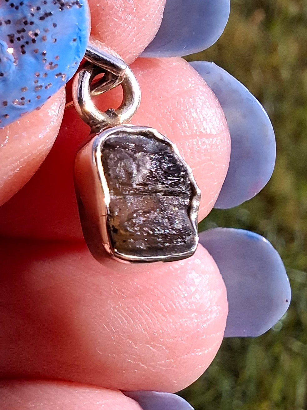 Moldavite Pendant, 925 Silver, Tektite (Ref: P44)