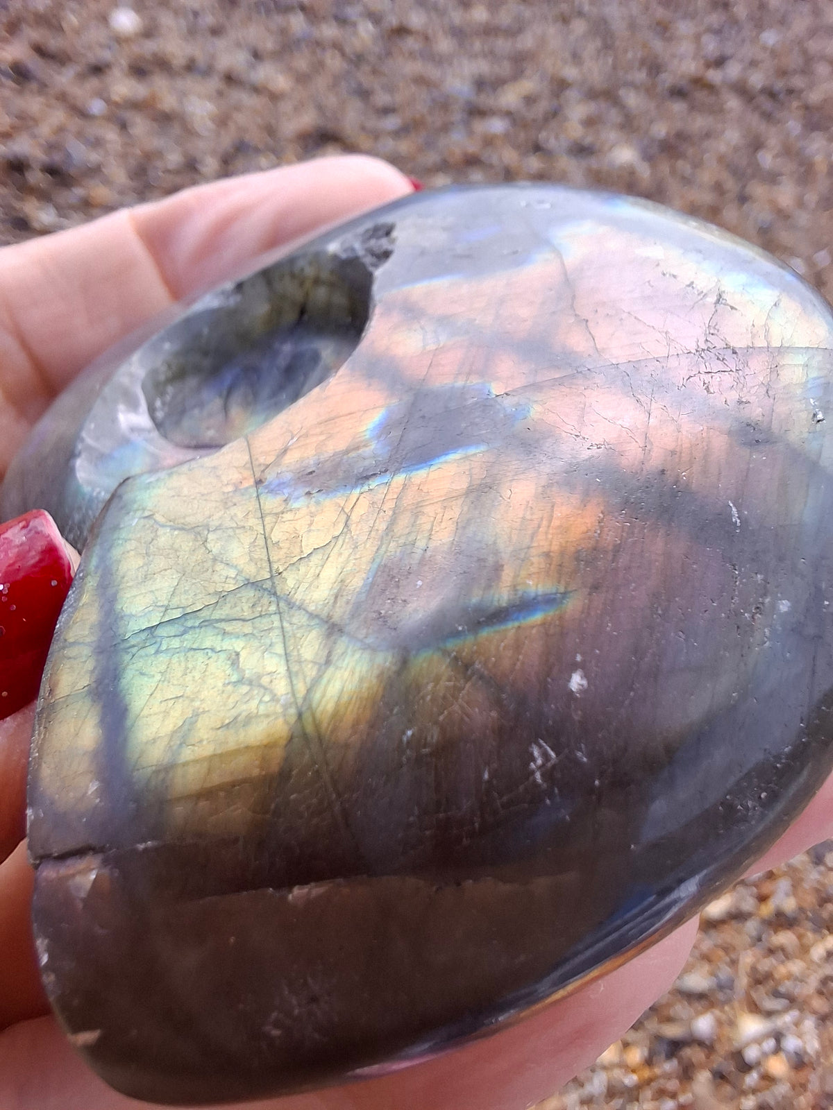 Labradorite Ammonite Carving, 146.90g, Crystal (Ref: laba5)