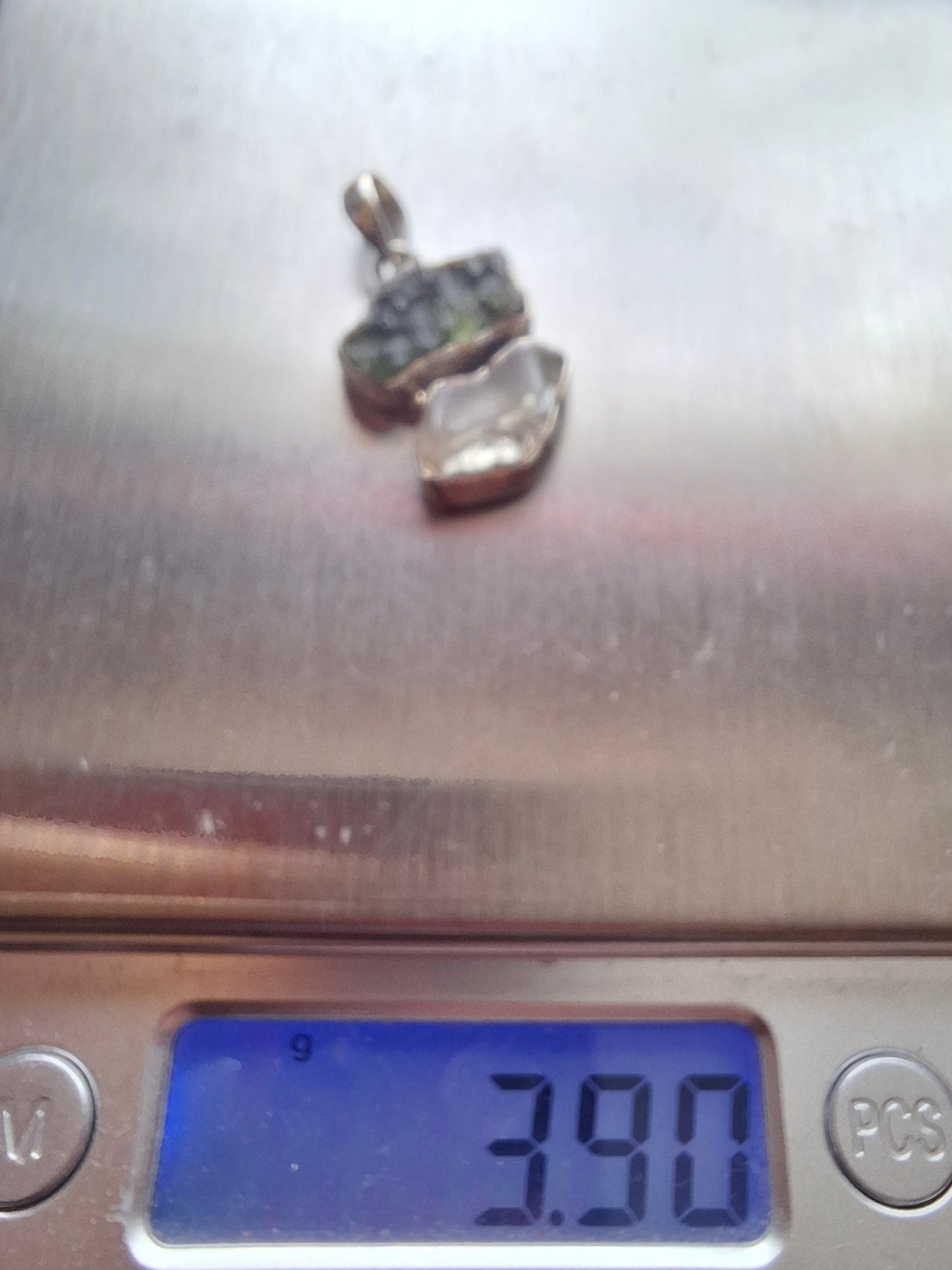 Moldavite & Libyan Desert Glass Pendant, 925 Silver, Tektite (Ref: MLP5)