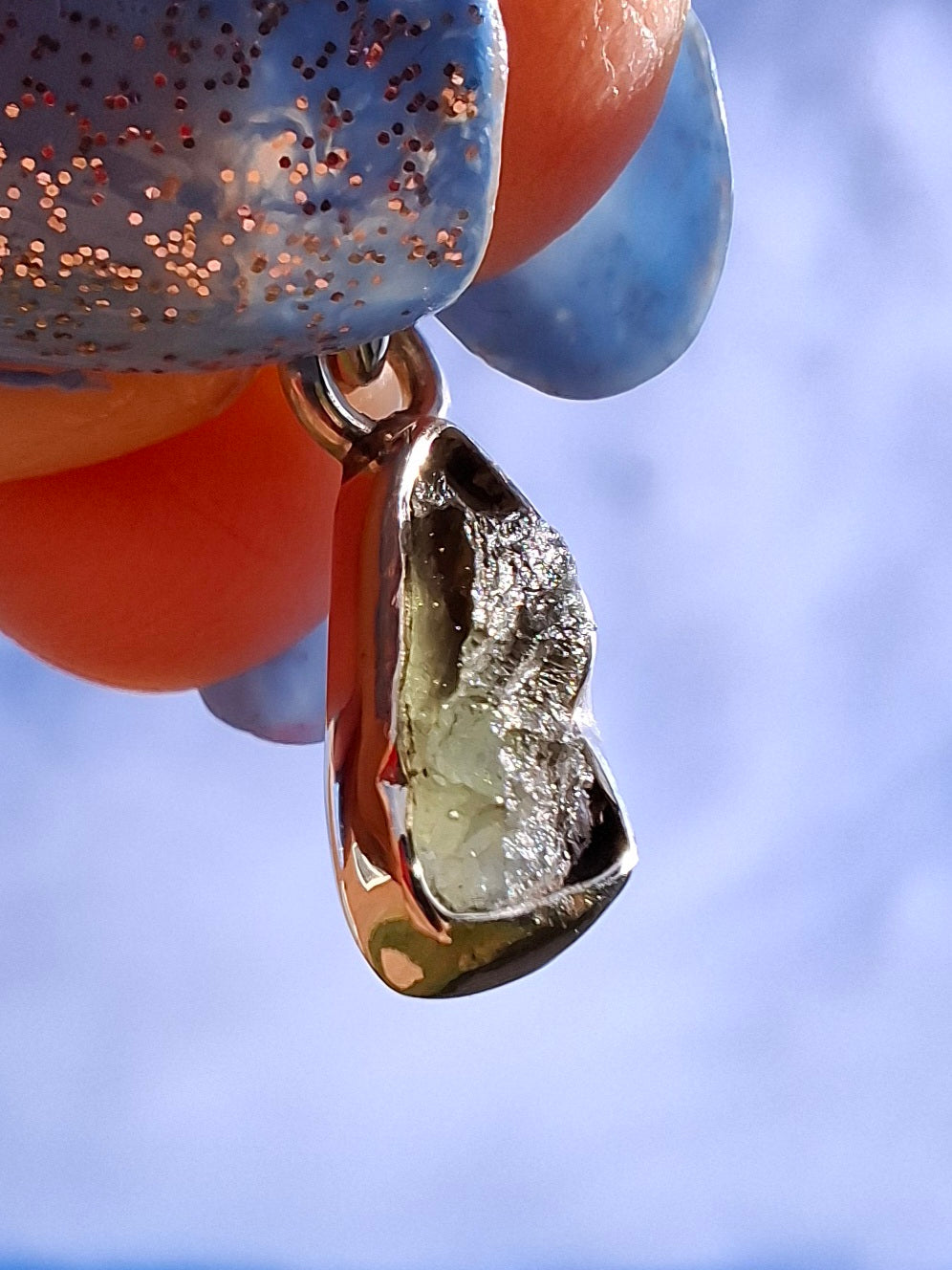 Moldavite Pendant, 925 Silver, Tektite (Ref: P46)