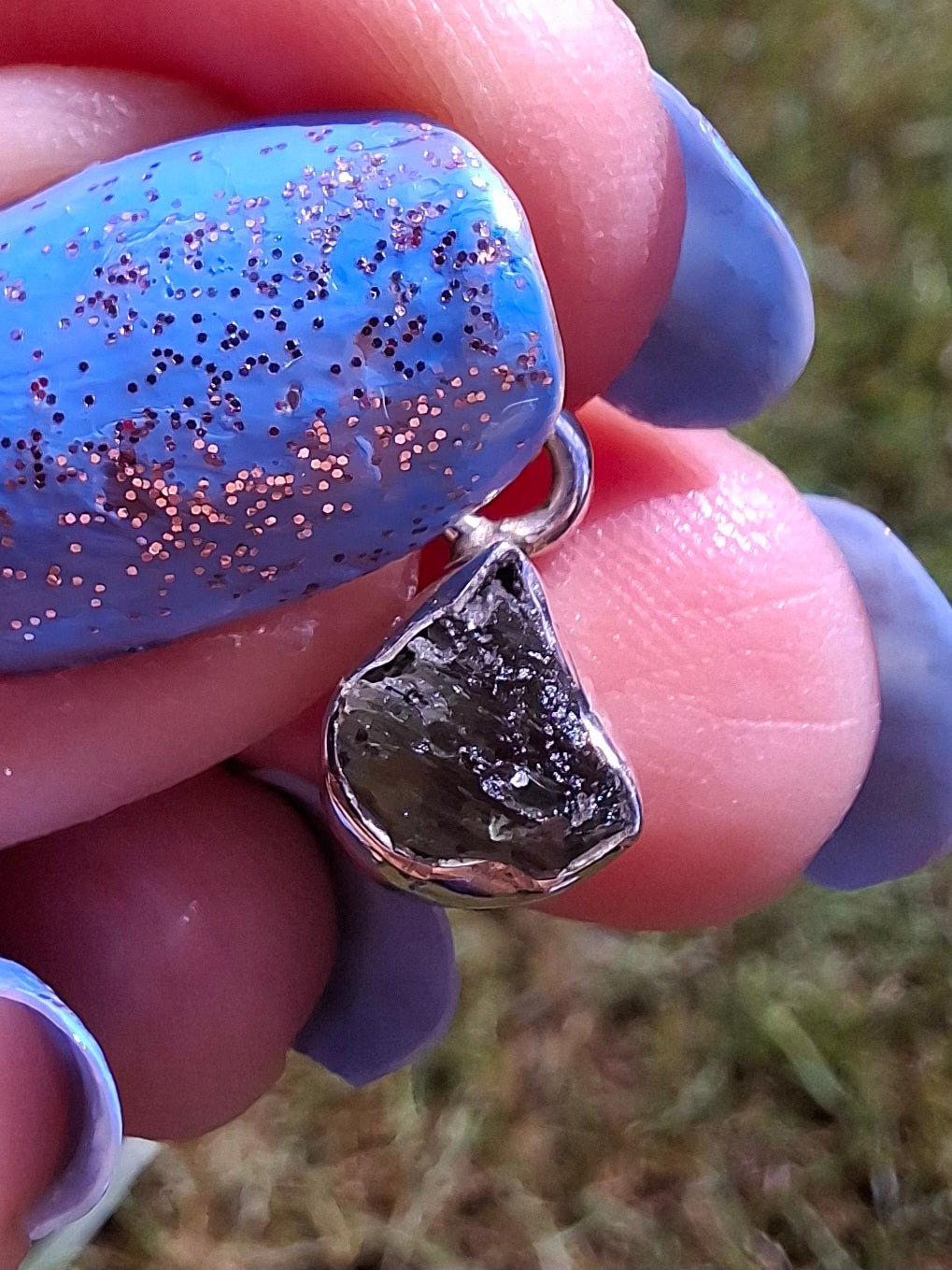 Moldavite Pendant, 925 Silver, Tektite (Ref: P85)