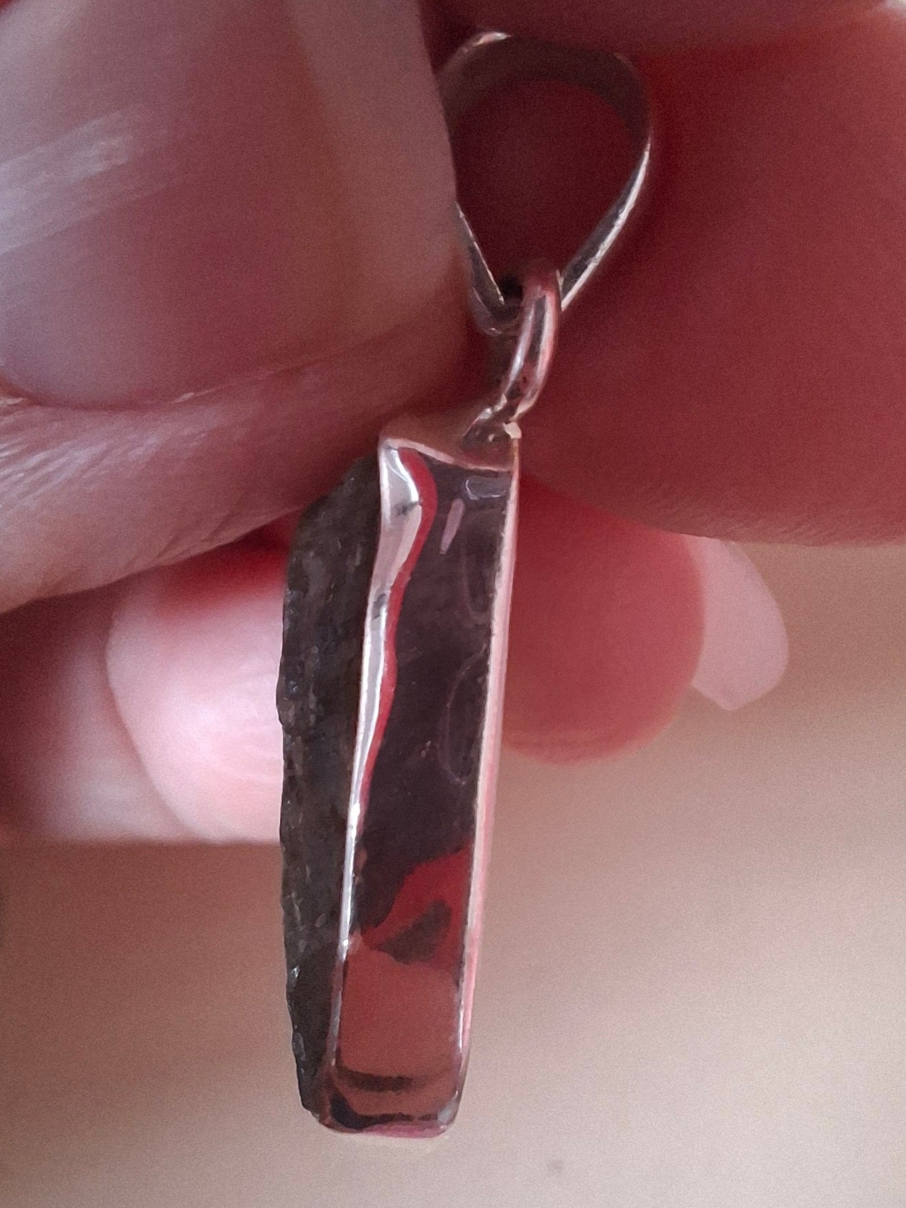 Moldavite Pendant, 925 Silver, Tektite (Ref: P429)