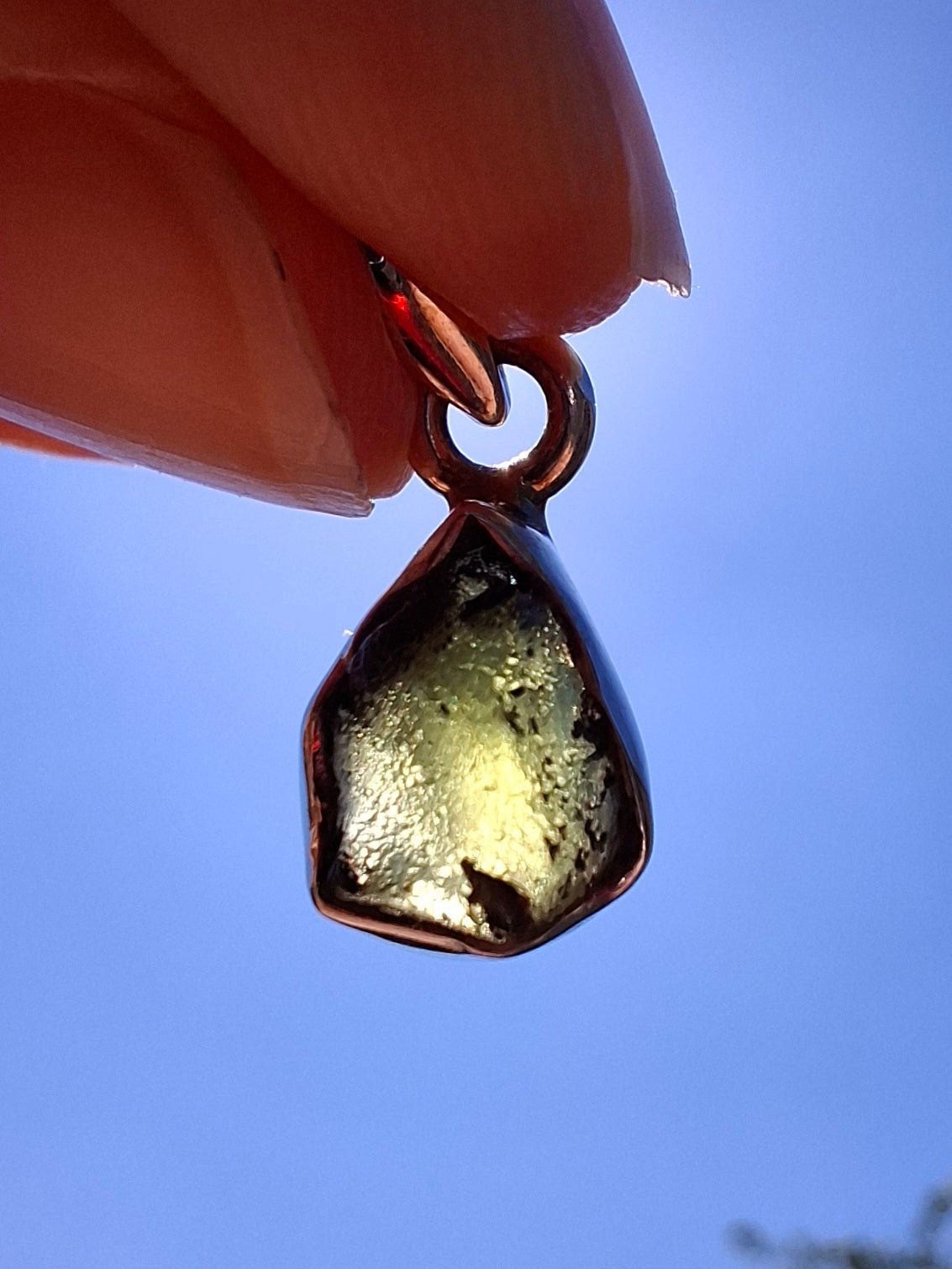 Moldavite Pendant, 925 Silver, Tektite (Ref: P59)