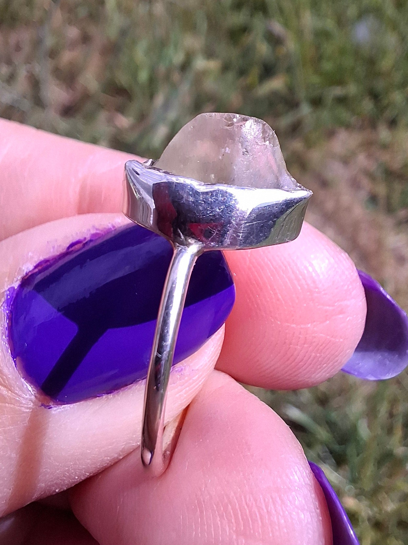 Libyan Desert Glass Ring, size large K/small L, 925 Silver, Tektite (Ref: LR17)