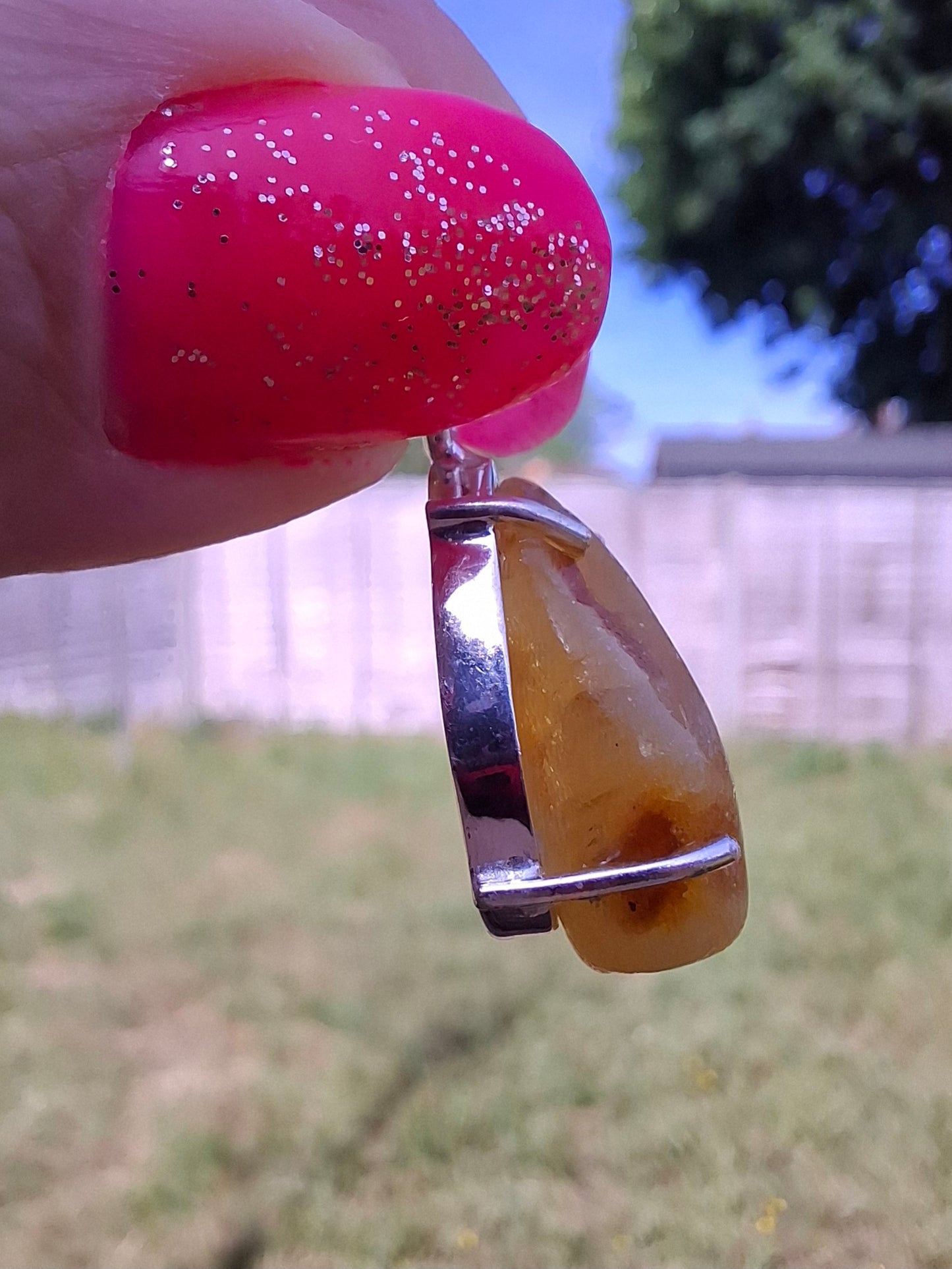 Baltic Amber Pendant, 925 Silver, Fossil (Ref: AP5)