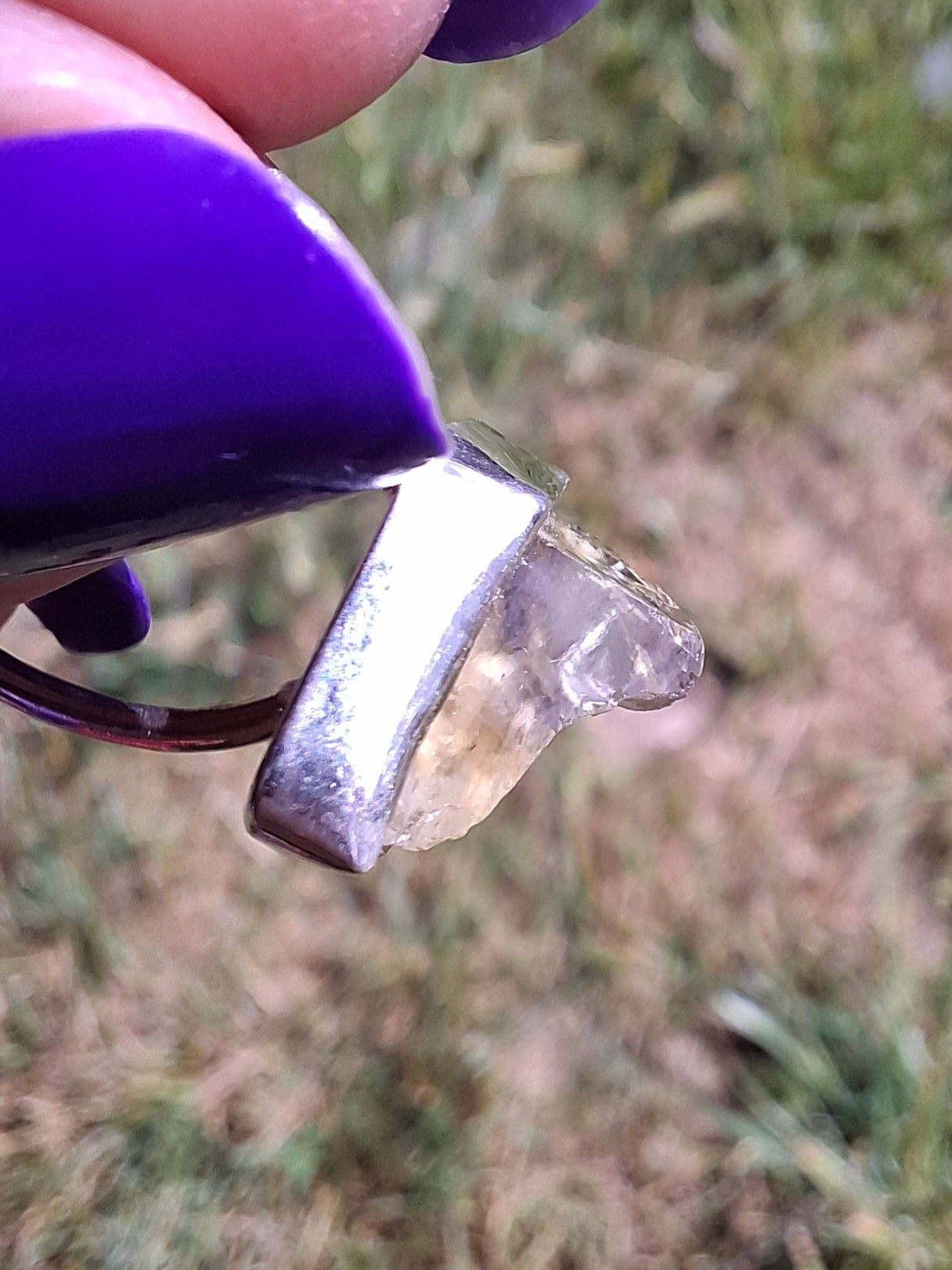 Libyan Desert Glass Ring, size Large O, 925 Silver, Tektite (Ref: LR21)