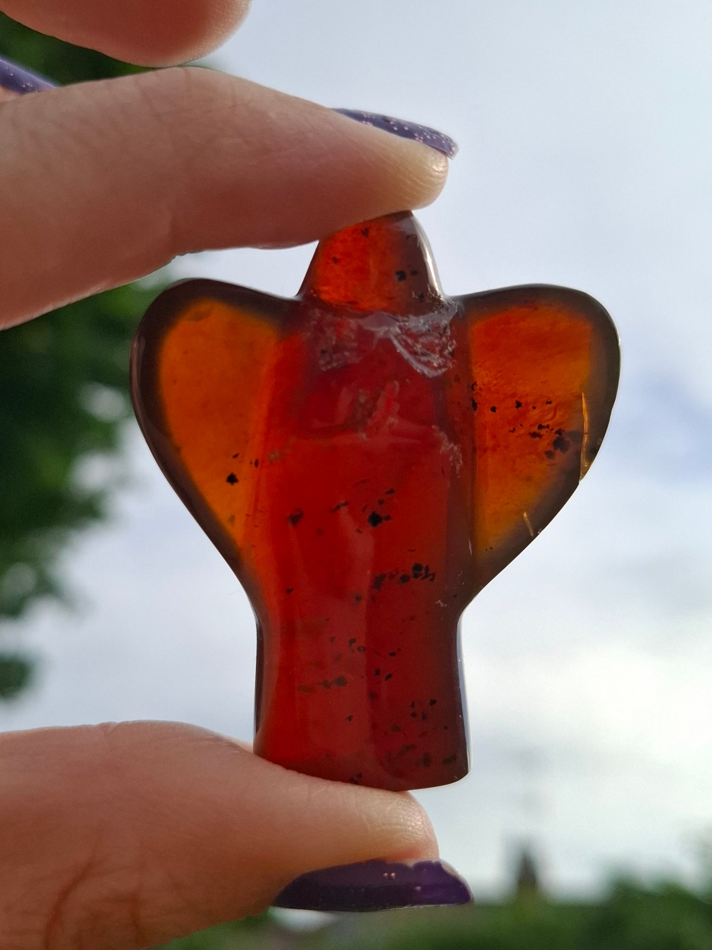 Red Amber Angel, 13.66g, Carving, Fossil (Ref: AA10)