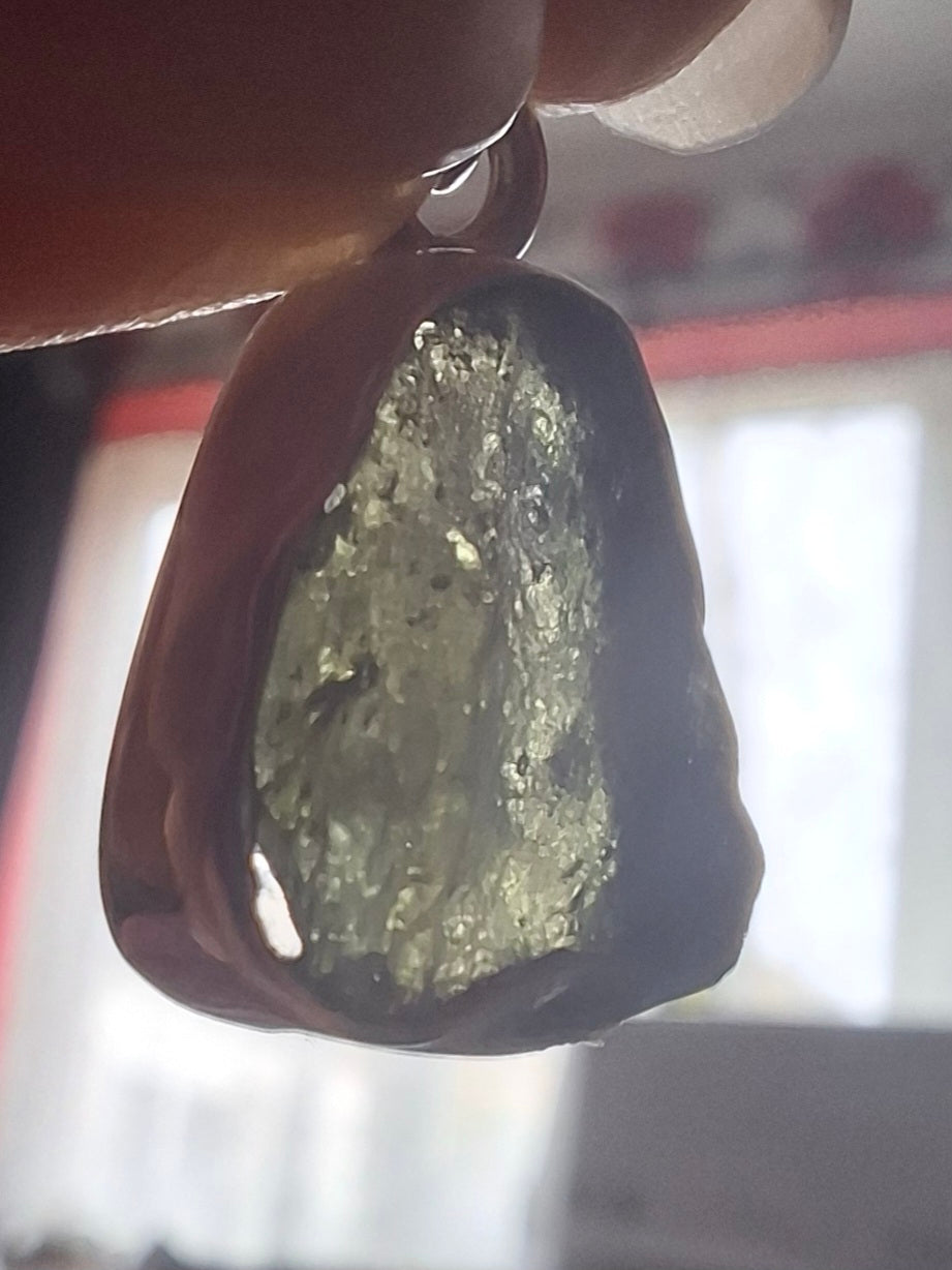 Moldavite Pendant, 925 Silver, Tektite (Ref: P440)