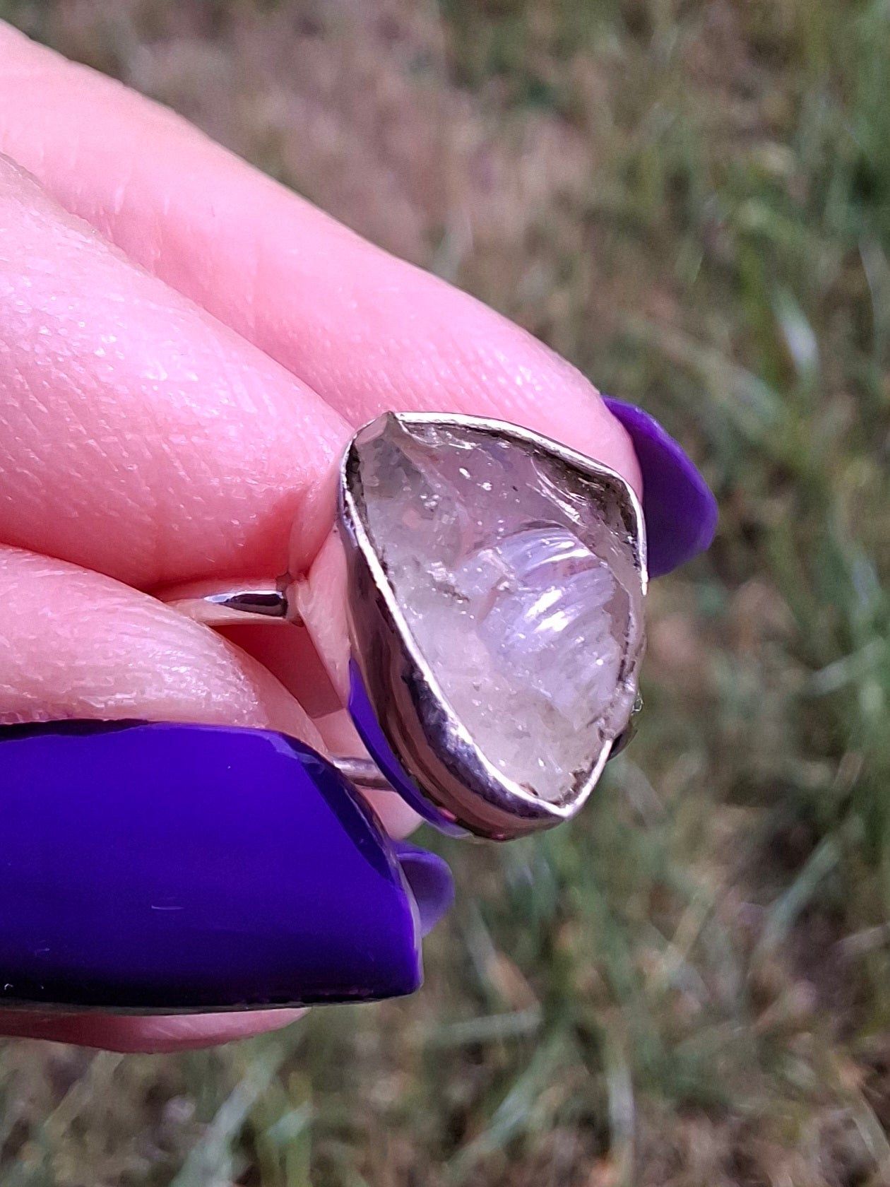 Libyan Desert Glass Ring, size large G, 925 Silver, Tektite (Ref: LR3)