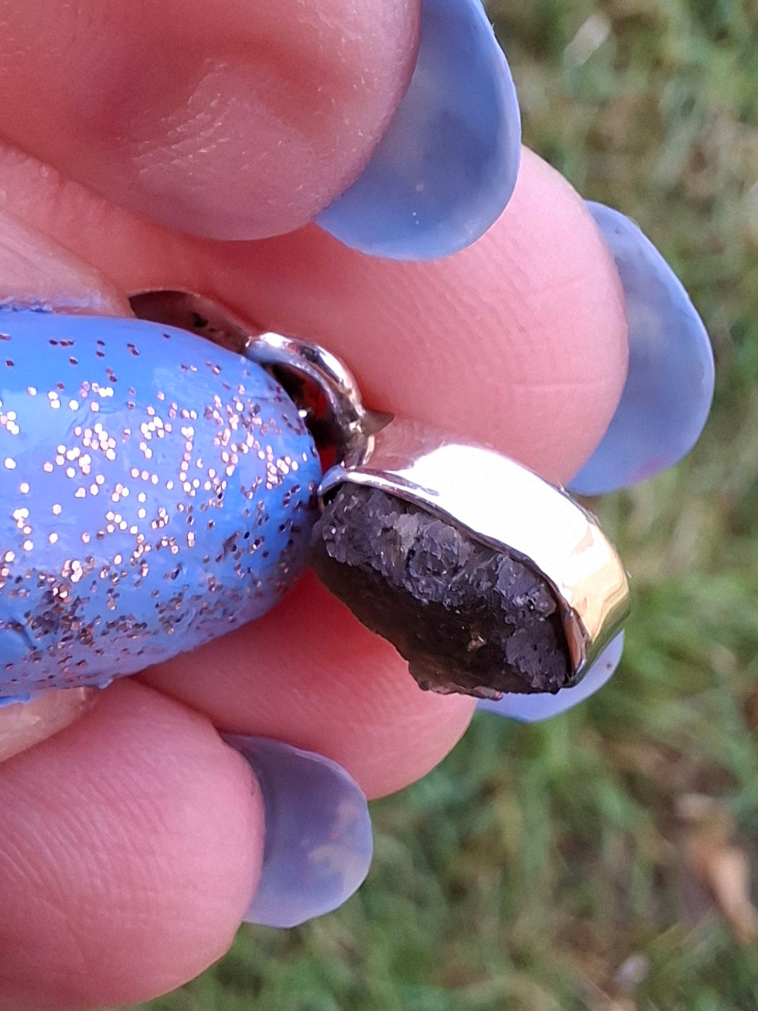 Moldavite Pendant, 925 Silver, Tektite (Ref: P58)