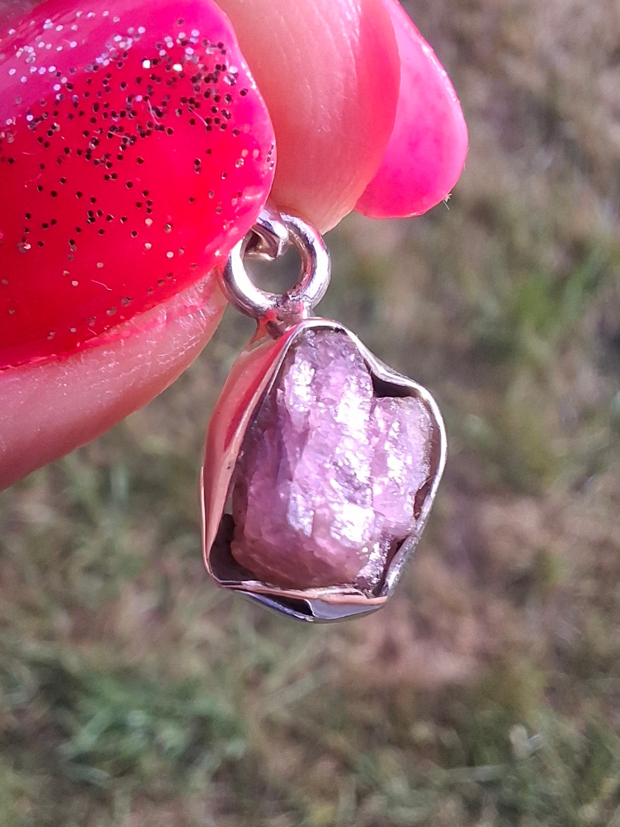 Pink Tourmaline Pendant, 925 Silver, Crystal (Ref: PT73)